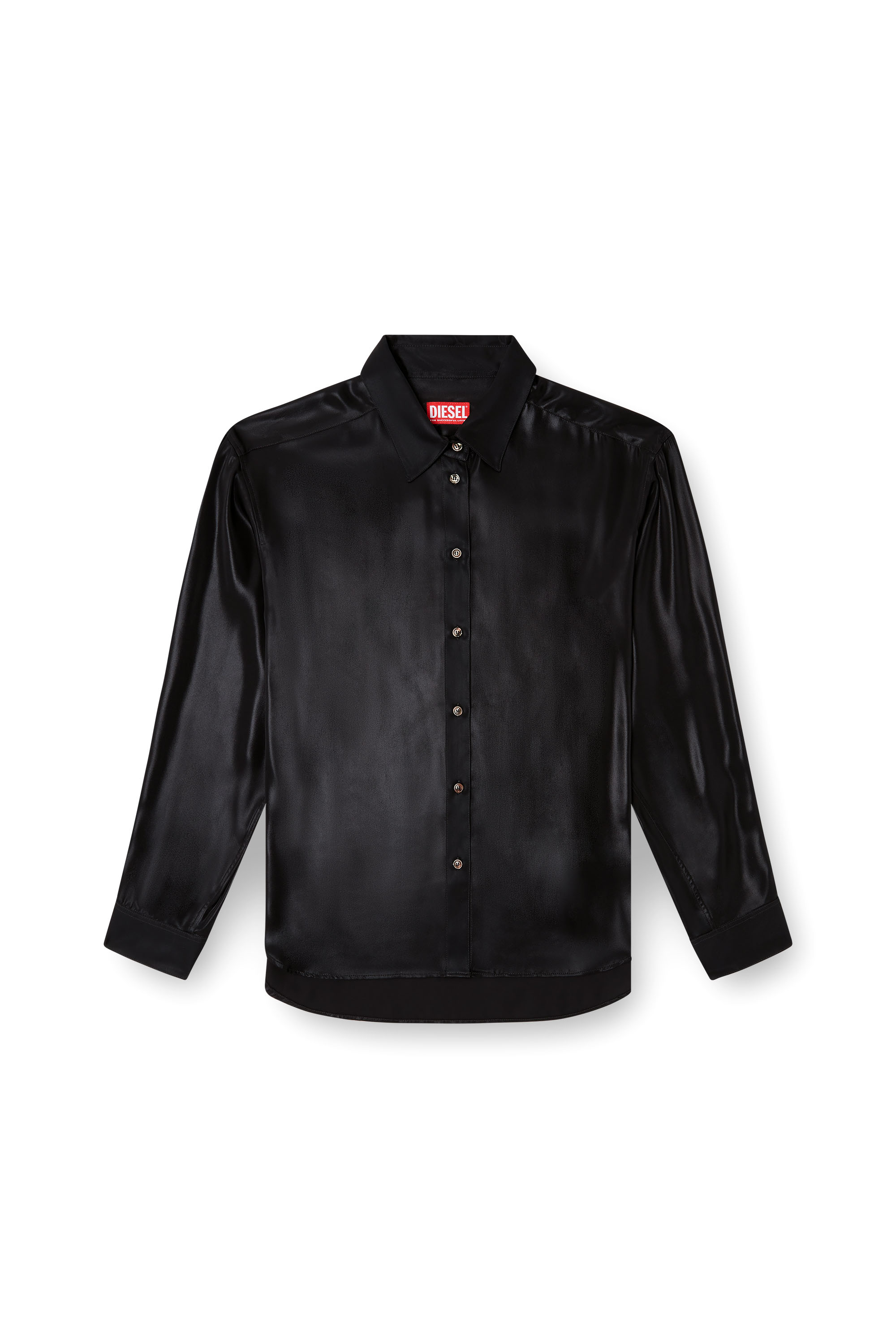 Diesel - S-SIMPLY-C-WN-Q1, Camisa fluida de tejido laminado Mujer in Negro - 5