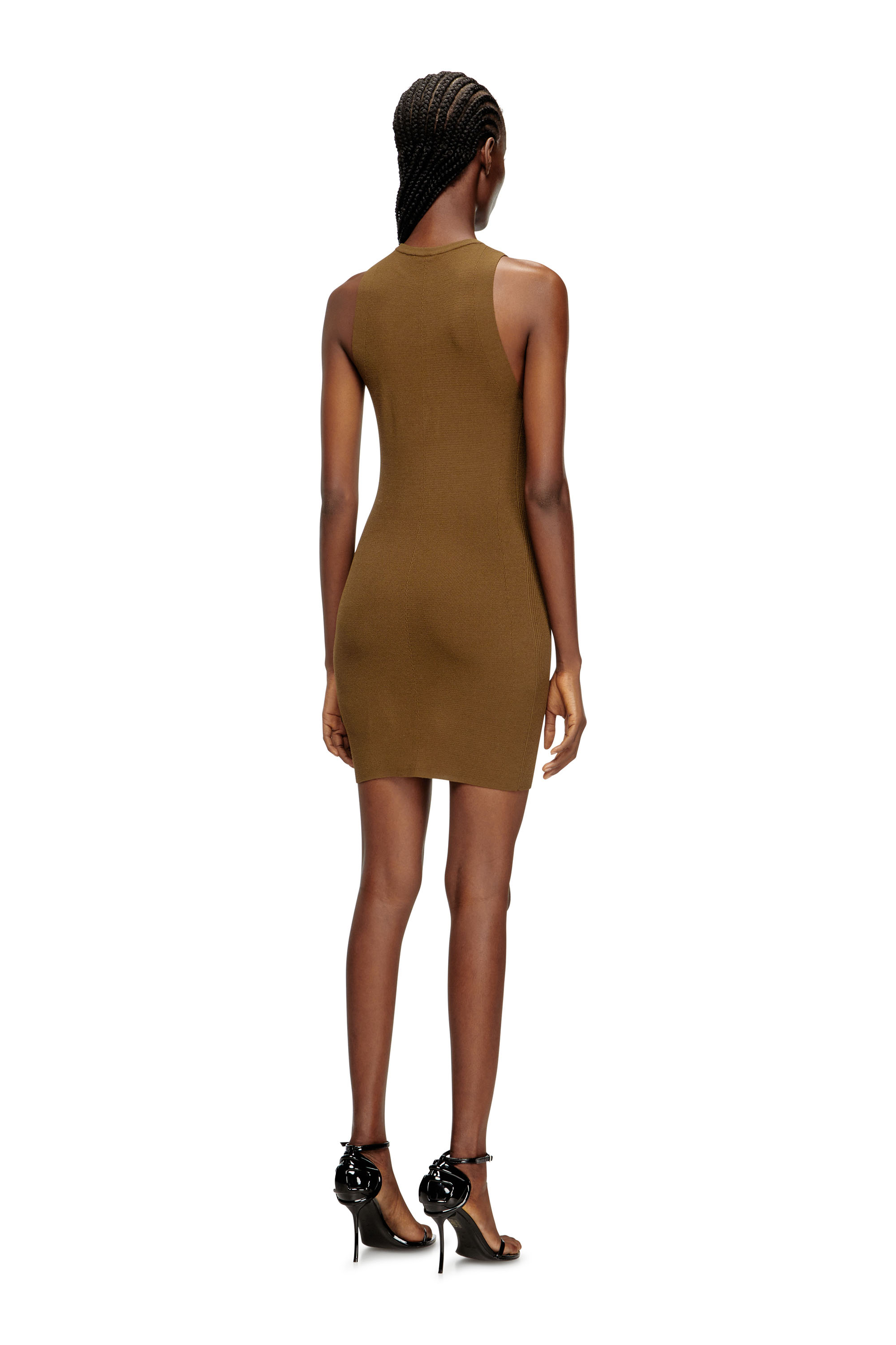Diesel - M-CADDIX, Vestido sin mangas de tejido en canalé Mujer in Marrón - 4
