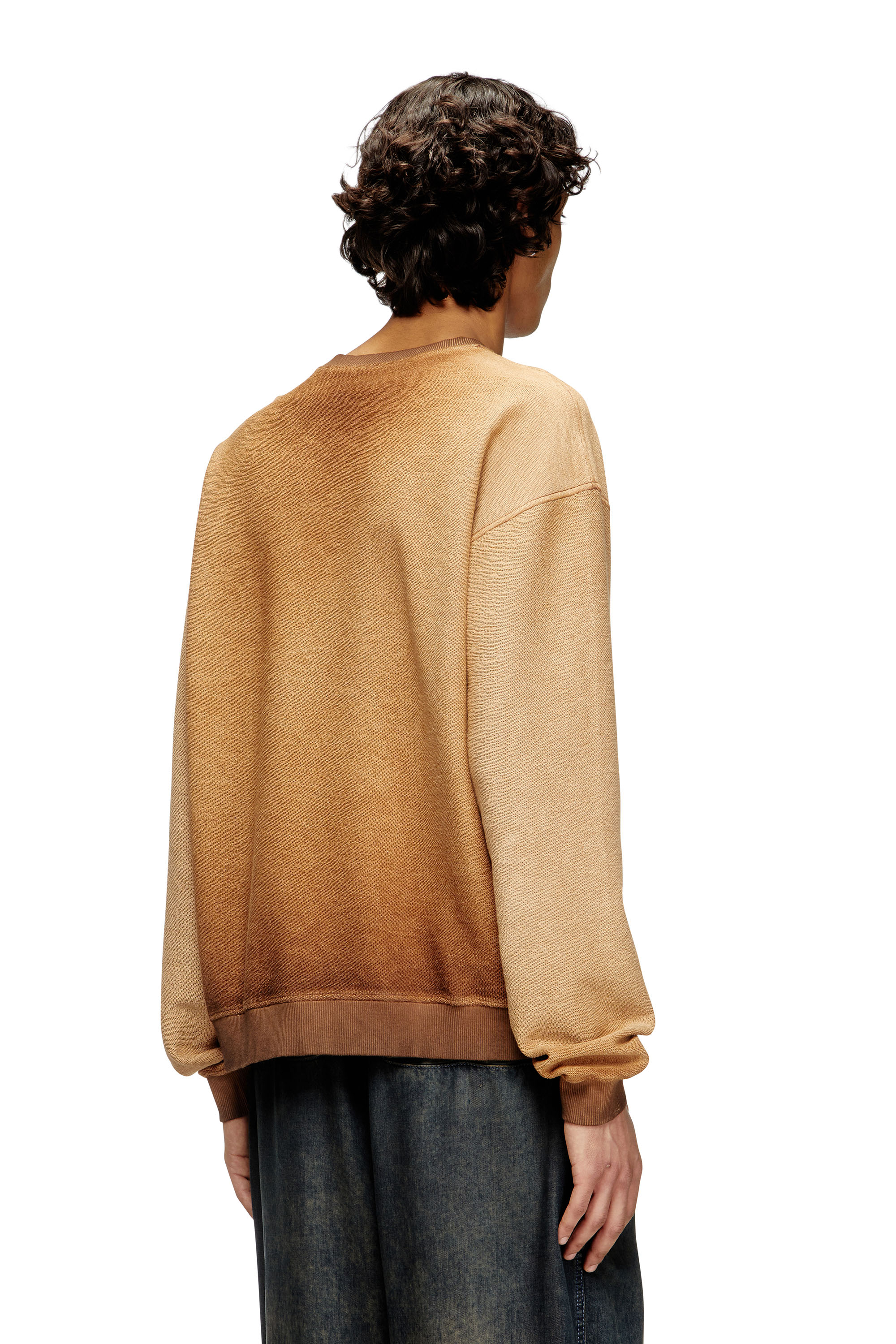 Diesel - S-ARON, Sudadera desteñida con logotipo Phoenix devoré Hombre in Marrón - 4