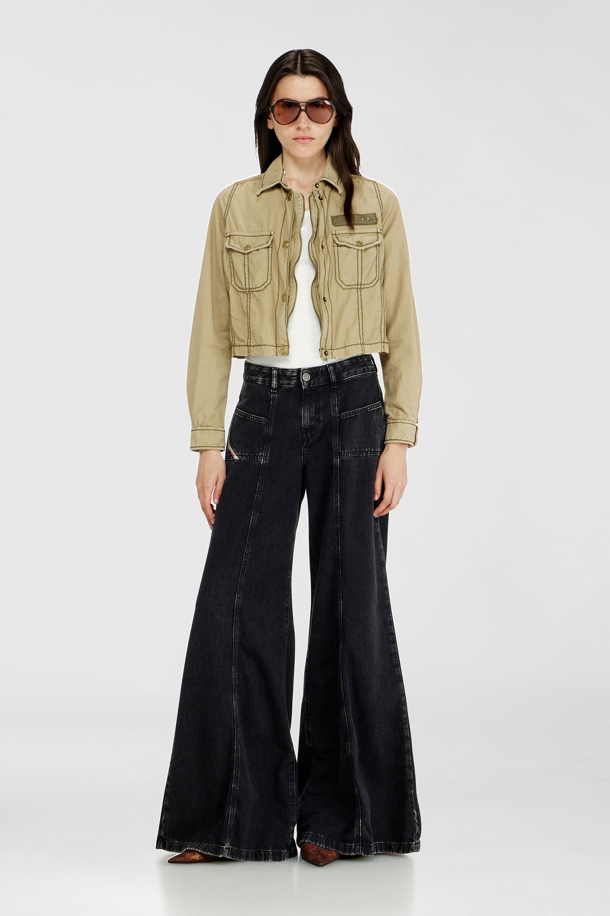 Diesel - Flare Jeans D-Akii 068HN Mujer, Negro/Gris oscuro - 1