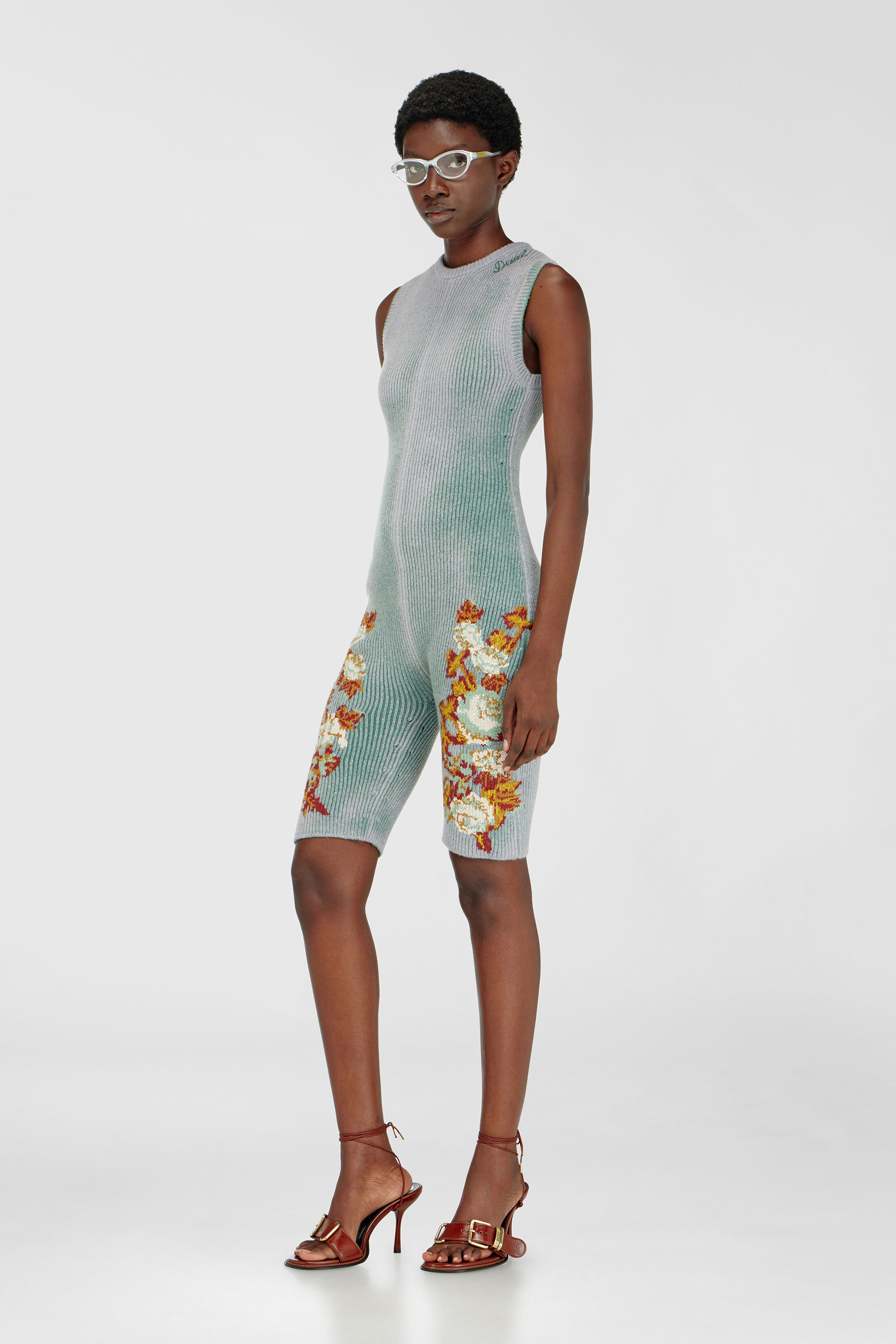 Diesel - M-RAREM, Mono corto de punto con motivo floral Mujer in Multicolor - 1