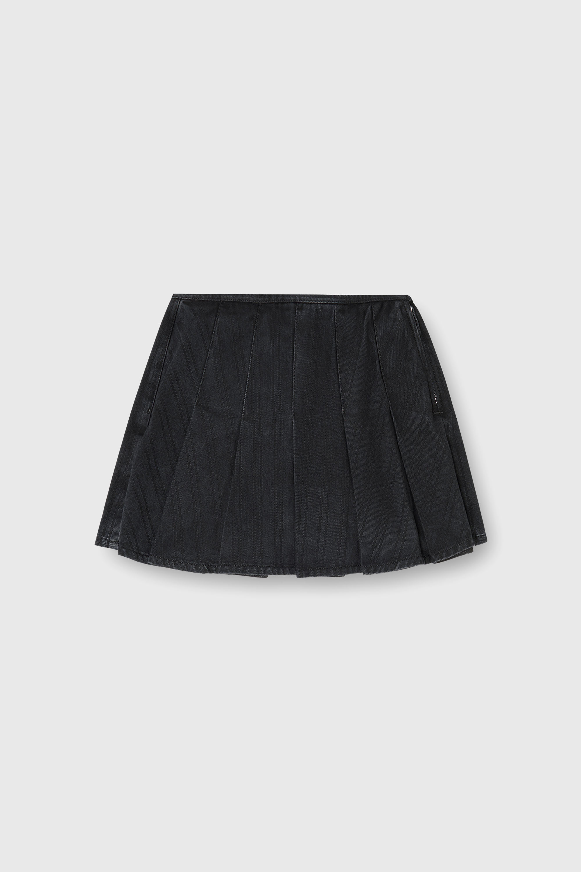 Diesel - DE-SHERO, Falda-pantal&oacute;n plisada de denim a rayas finas Mujer in Negro - 2