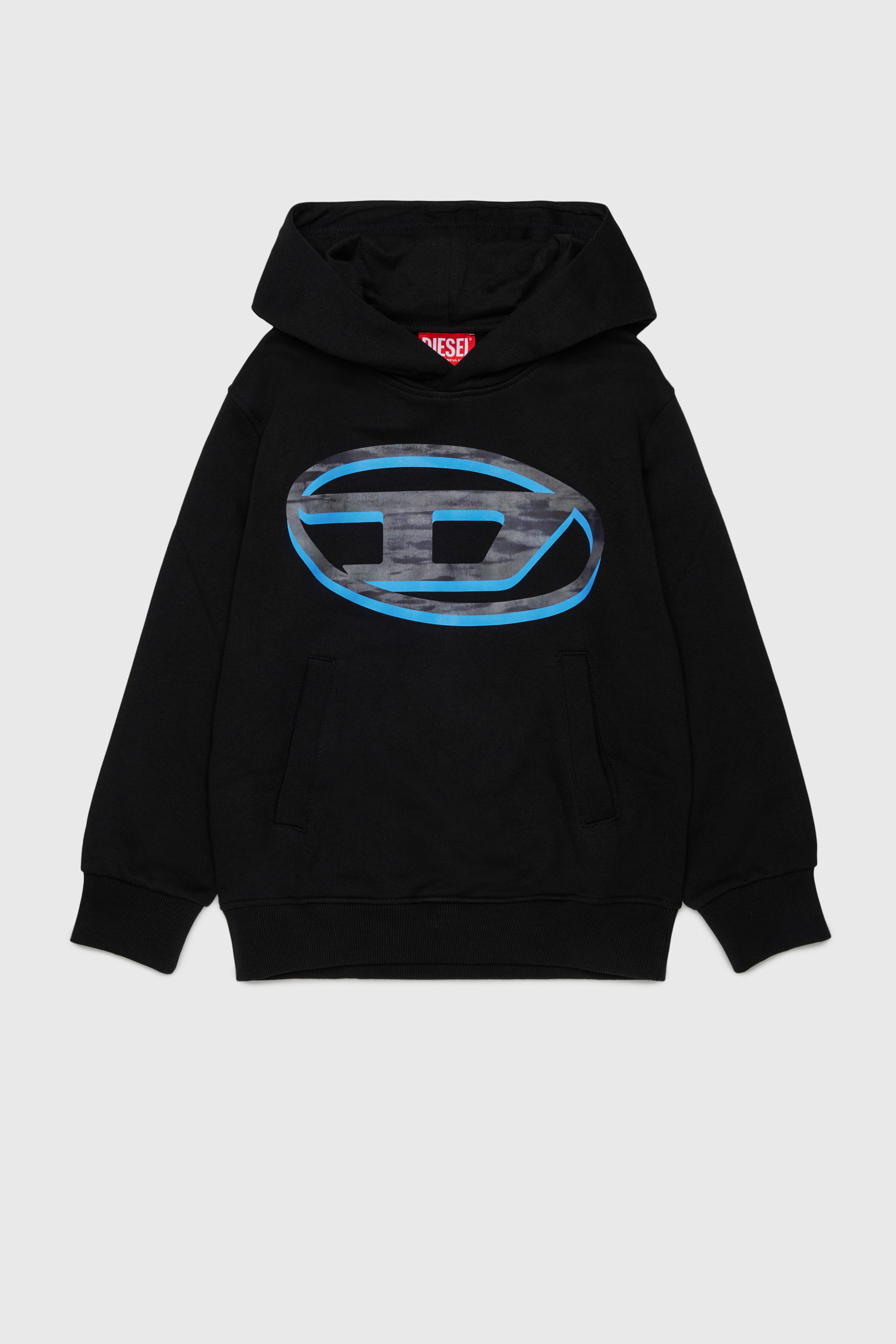 Diesel - SVELLYHOOD OVER, Man's Hoodie with two-tone Oval D print in Black - 1