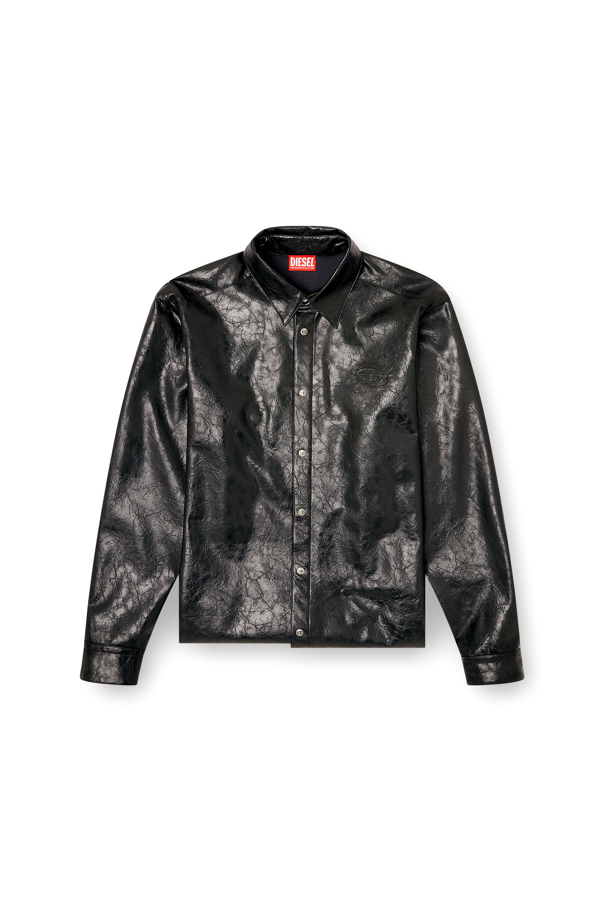 Diesel - S-SIMPLY-QMBU, Textured shirt with branded buttons Hombre in Negro - 3