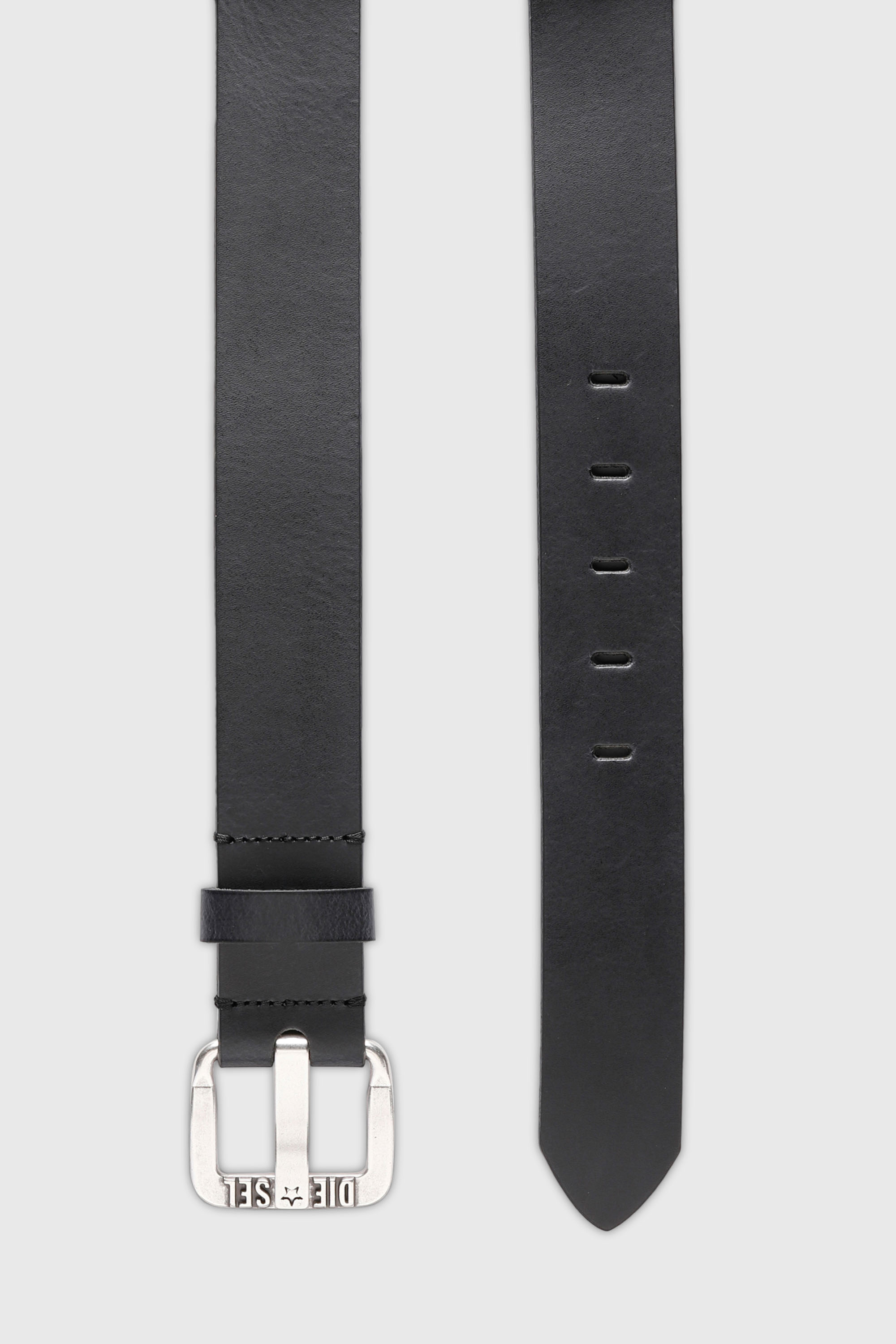 Diesel - B-STAR II, Cintur&oacute;n 3.9 cm de piel con hebilla met&aacute;lica con el logotipo de estrella Hombre in Negro - 3