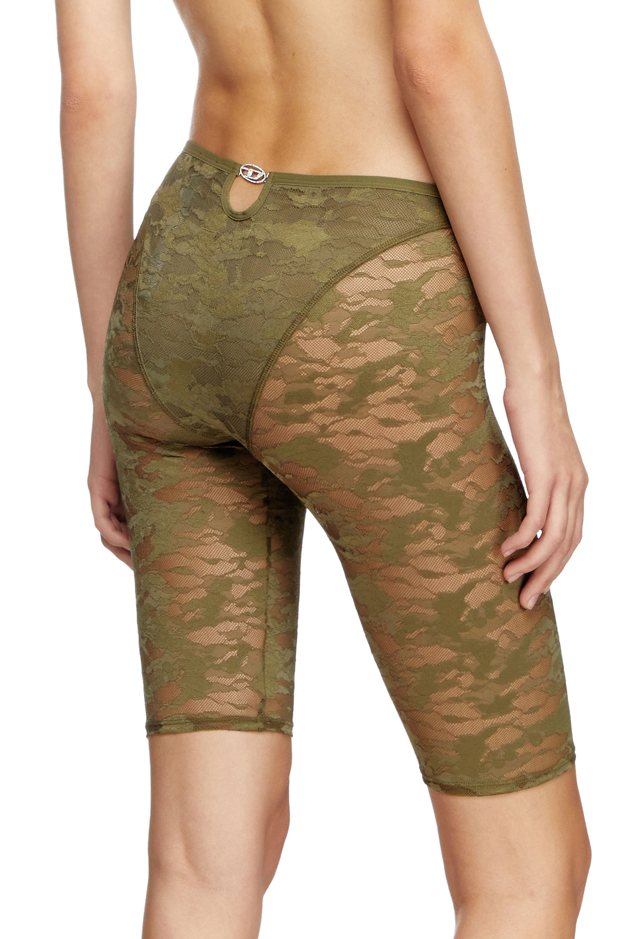 Diesel - UFLB-D-OVAL-LACE-SHORT, Pantalones cortos de encaje y camuflaje con placa Oval D Mujer in Verde - 3