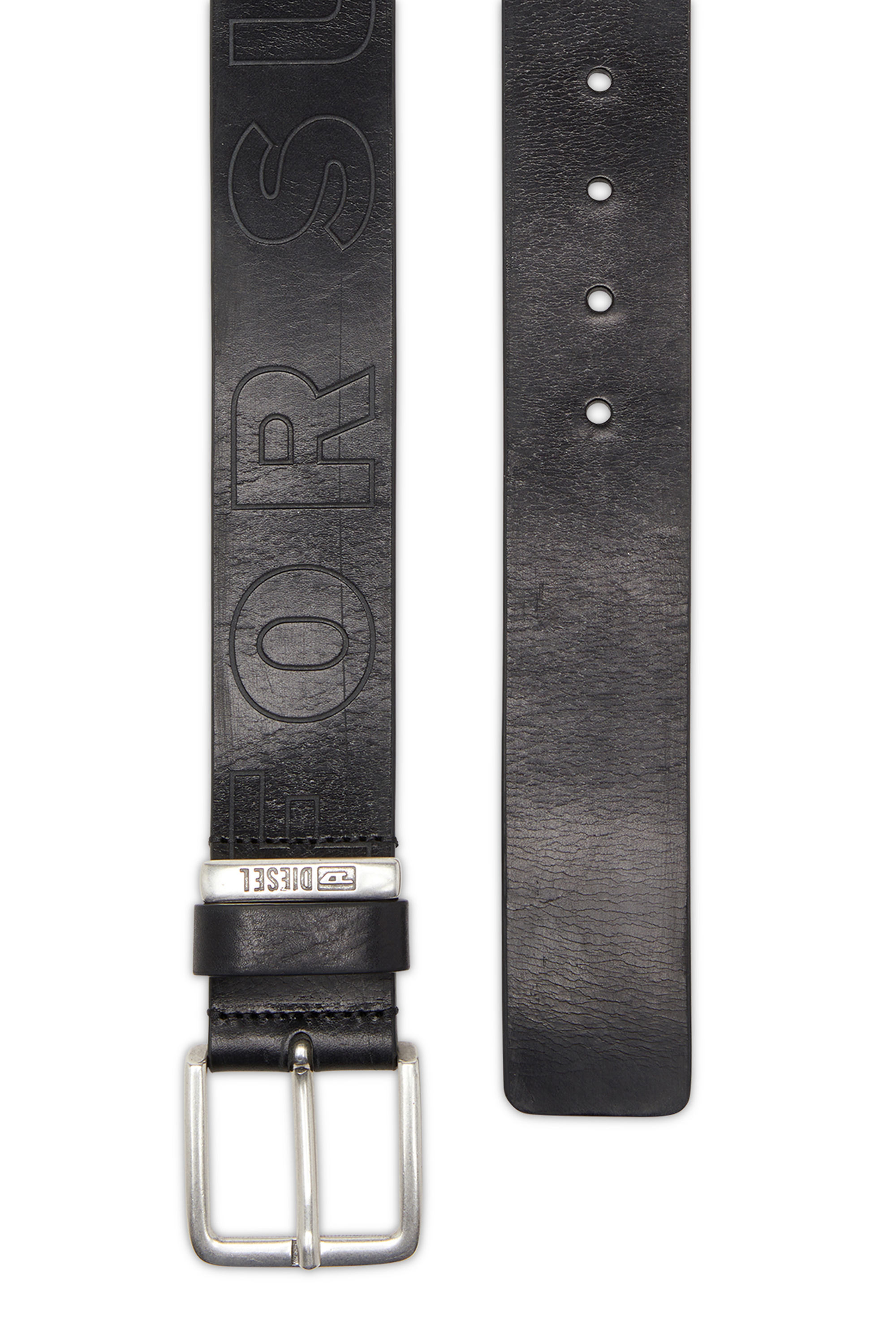 Diesel - B-FSL-OUTLINE, Cinturón de cuero de 4 cm con letras en relieve Hombre in Negro - 2