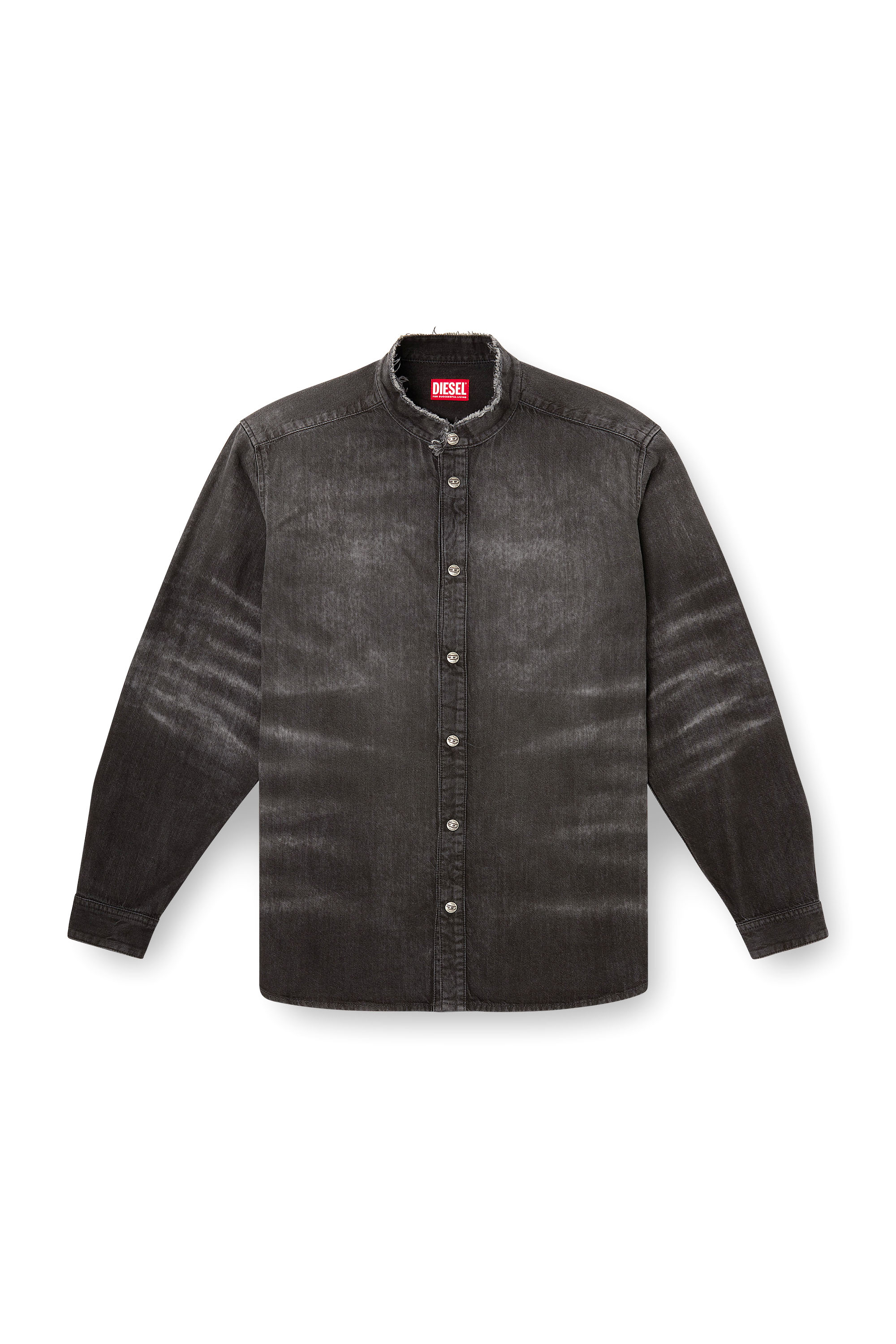 Diesel - D-SIMPLY-FSH, Camisa en denim desgastado con efecto panal Hombre in Gris - 2