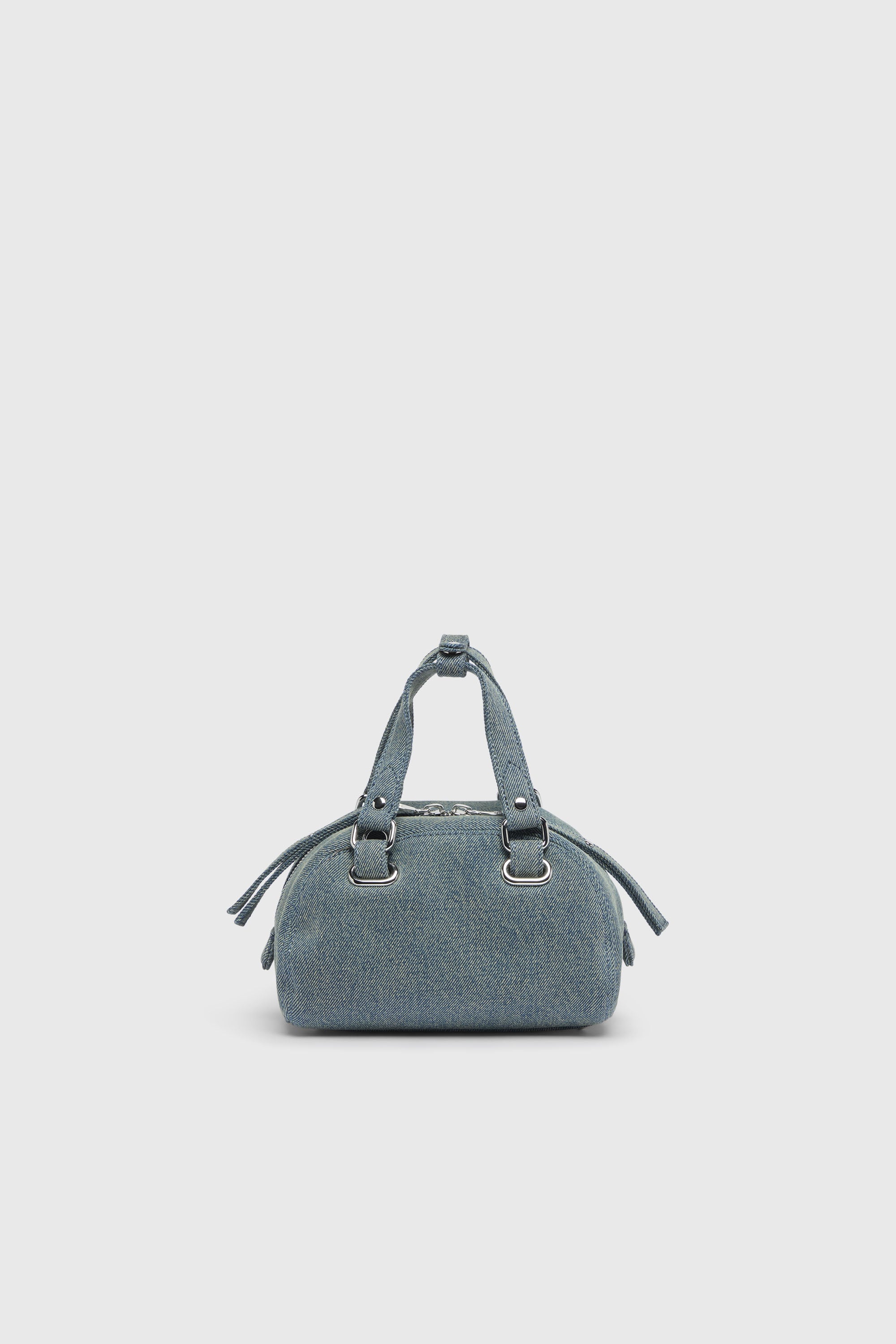 Diesel - 1DR DOME SOFT CROSSBODY, 1DR Dome-Peque&ntilde;o bolso bowling de denim con logo Oval D Unisex in Azul marino - 2