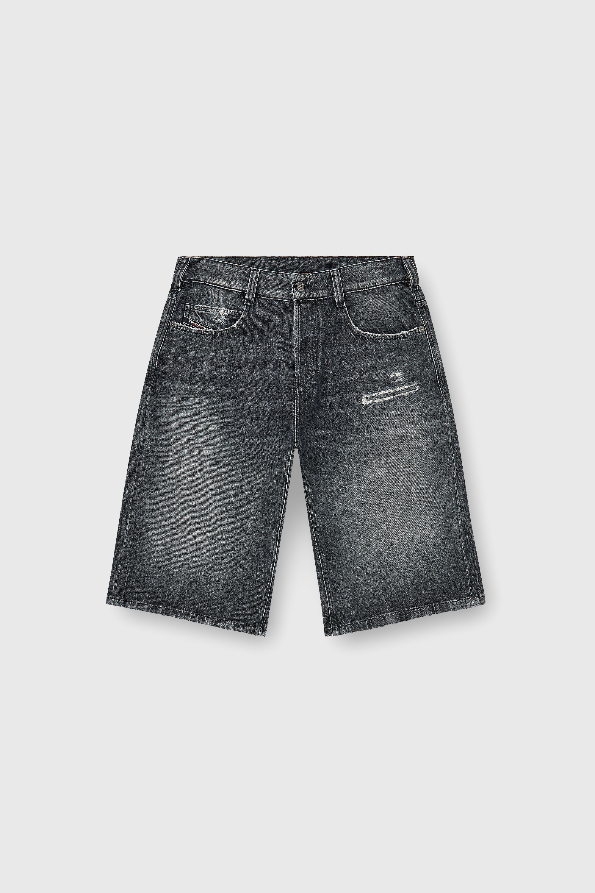 Diesel - D-ENIM-M-SHORT, Shorts relaxed de denim con abrasiones Unisex in Gris - 2