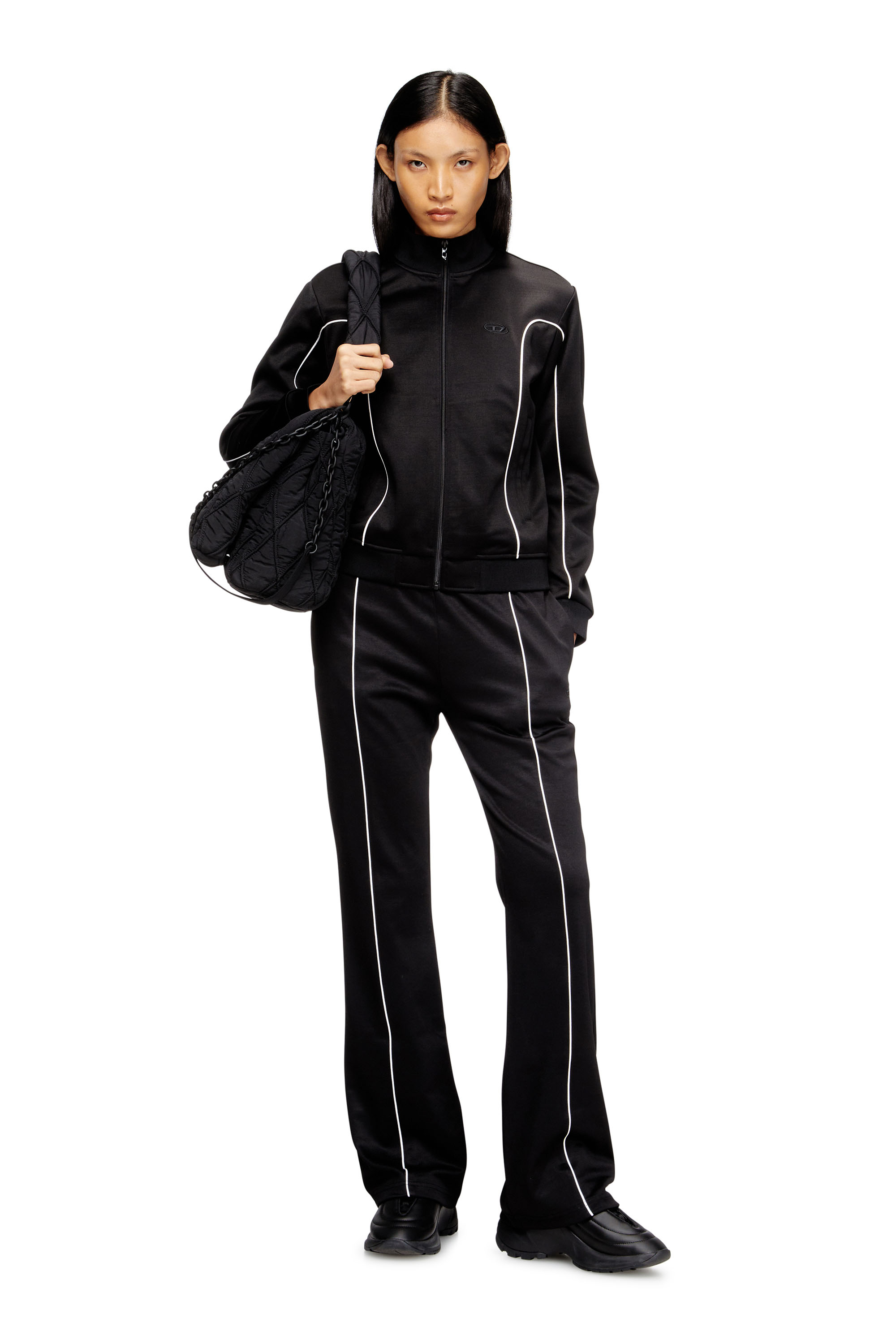 Diesel - F-LOCKING-OD, Chaqueta tipo sudadera con ribete en contraste Mujer in Multicolor - 2