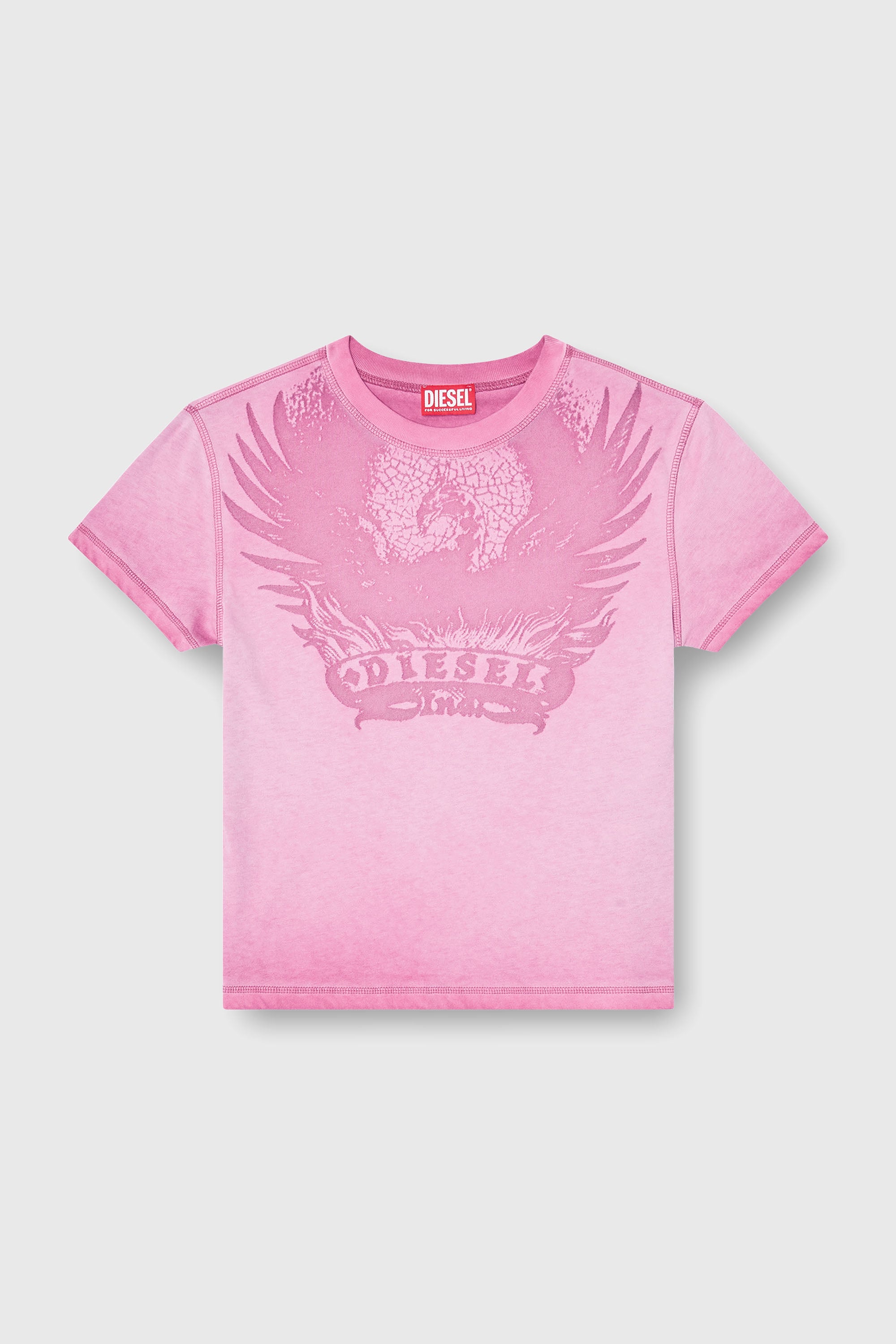 Diesel - T-ILA-AA7, Camiseta slim con d&eacute;vor&eacute; Phoenix Mujer in Rosa - 2