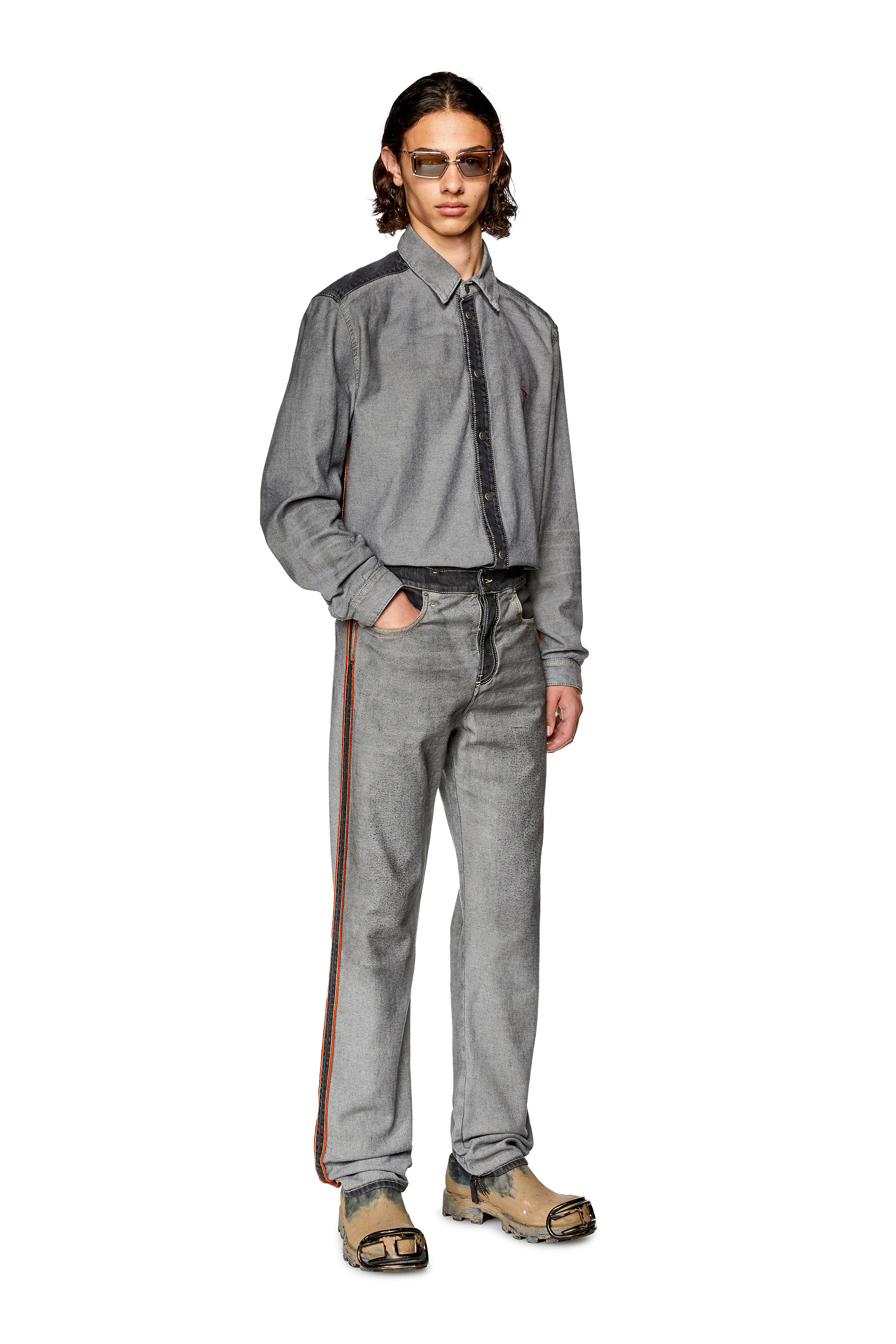 Diesel - D-SIMPLY-SP1-S, Camisa en denim de dos tonos Hombre in Gris - 1