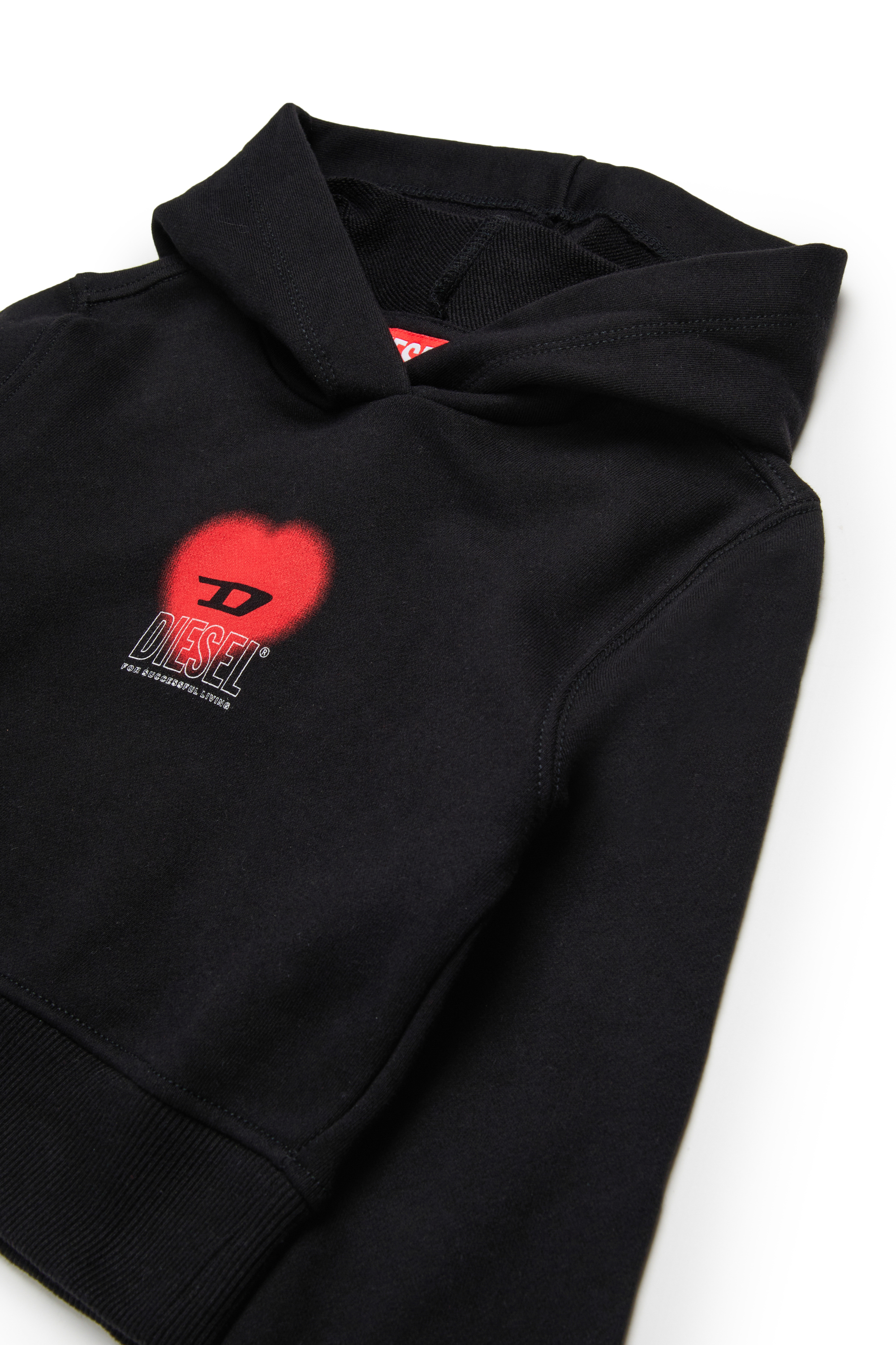 Diesel - SCUOREHOOD, Sudadera con capucha recortada con logotipo de corazón Mujer in Negro - 3