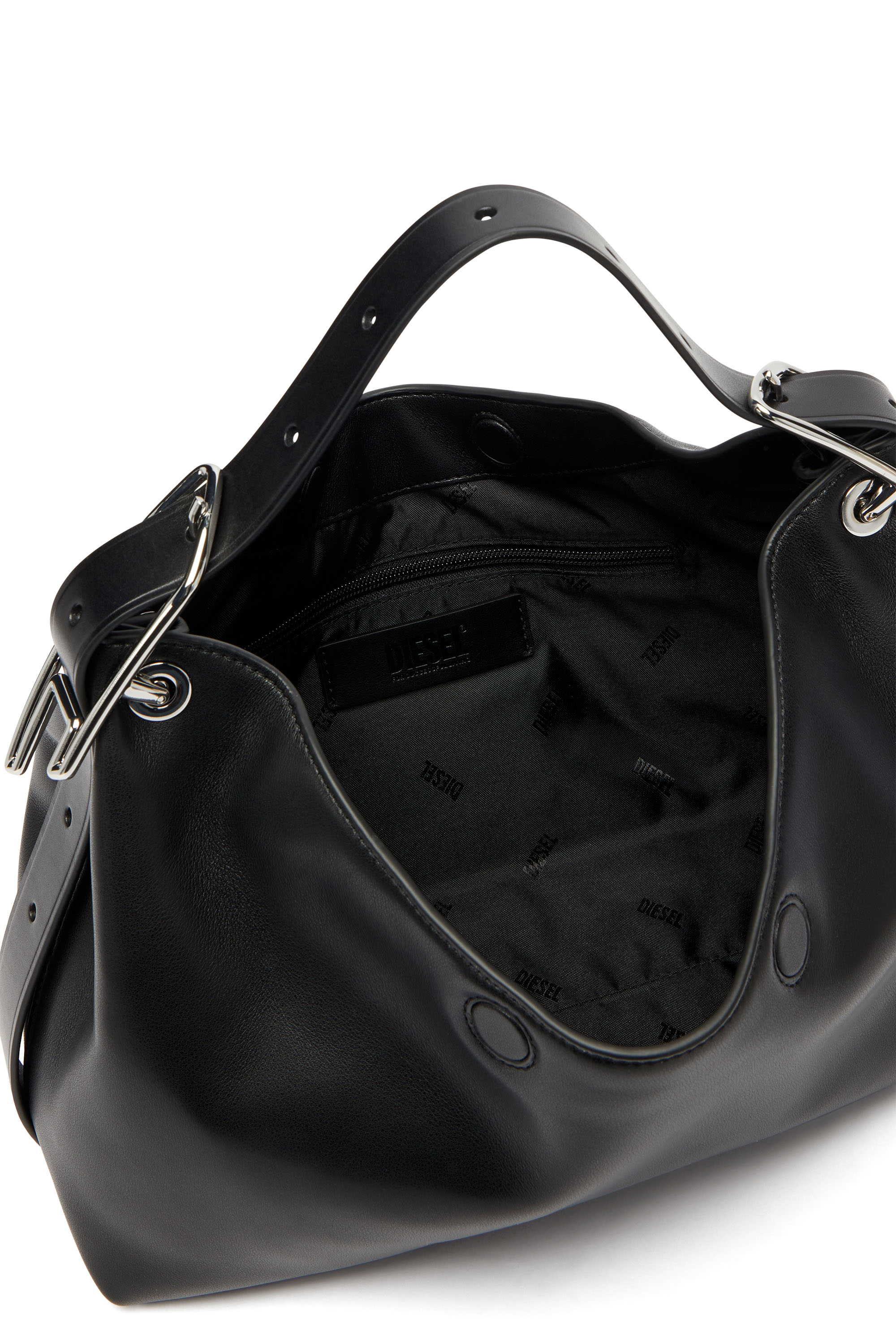 Diesel - D-LINE SHOULDER, D-Line-Bolso de hombro en cuero Mujer in Negro - 4