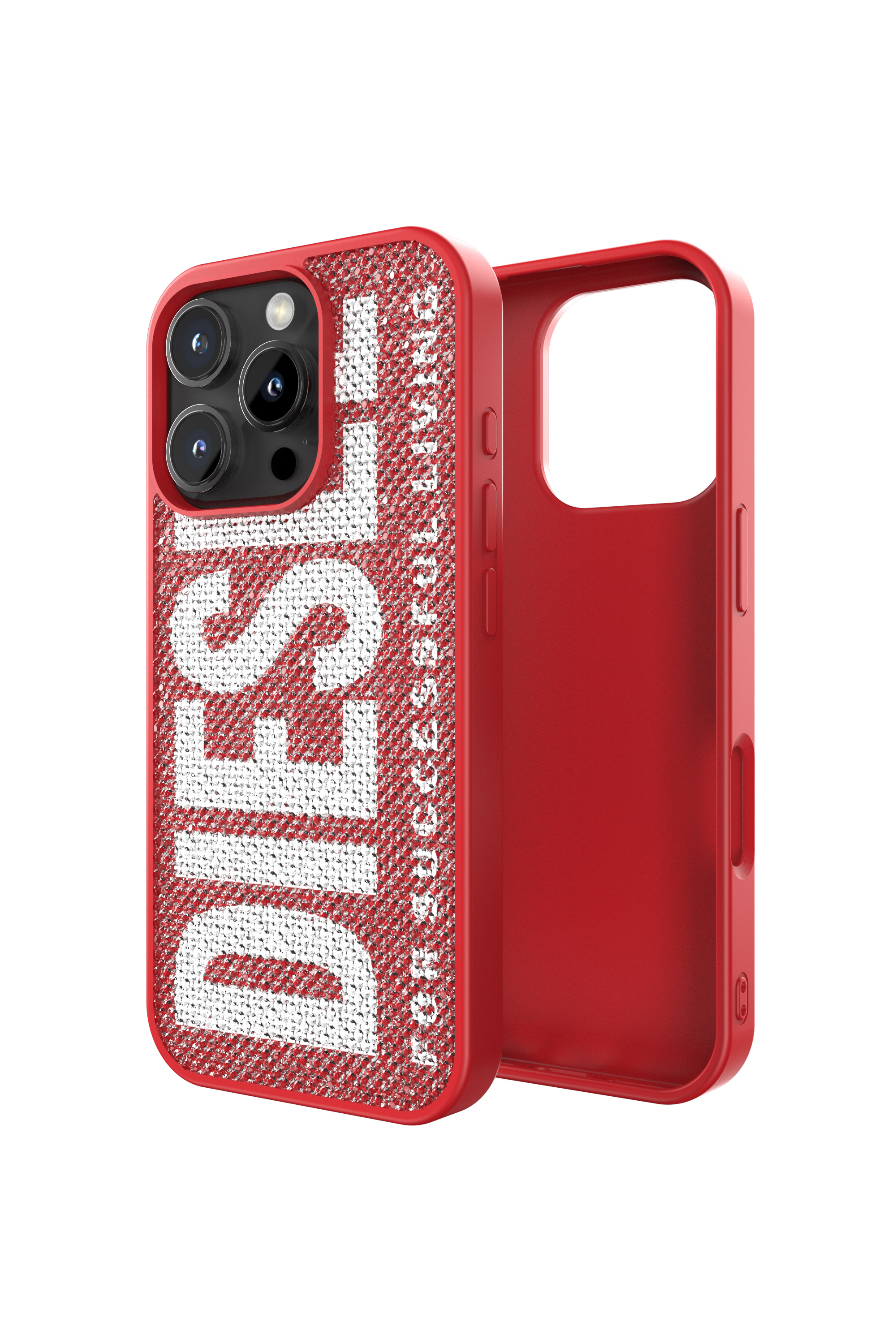 Diesel - 60188 MOULDED CASE, Funda con cristal de Swarovski iP 16 Pro Unisex in Rojo - 1