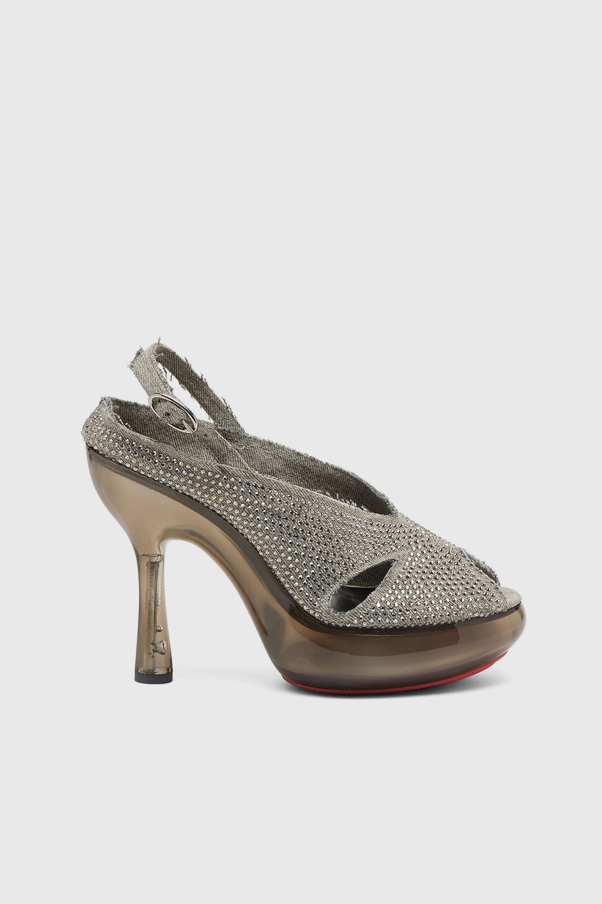 Diesel - D-LAKE PLATFORM SDL, D-Lake-Sandalias de platformas en denim cristal y plexigl&aacute;s Mujer in Gris - 1
