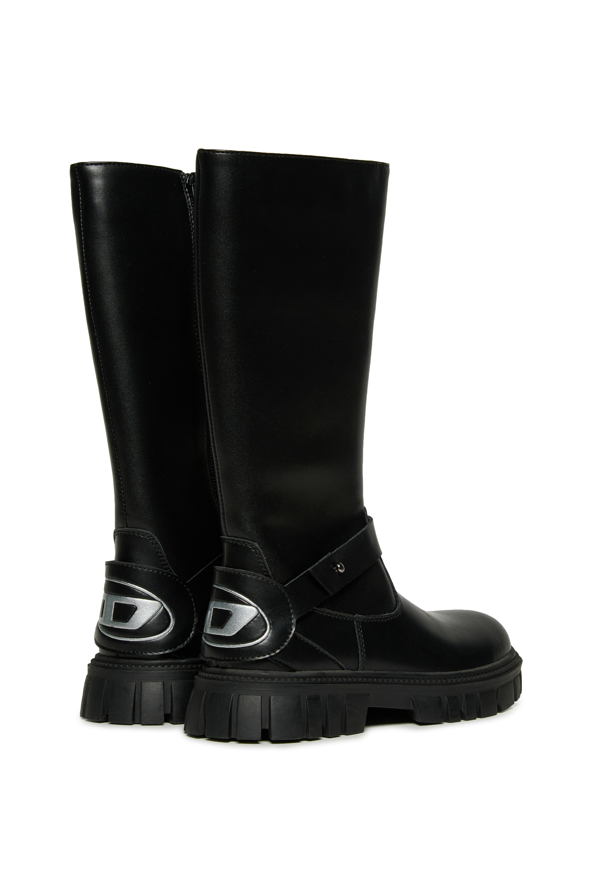 Diesel - D-HAMMER KNT PATCH, D-Hammer Botas altas de cuero Unisex in Negro - 3