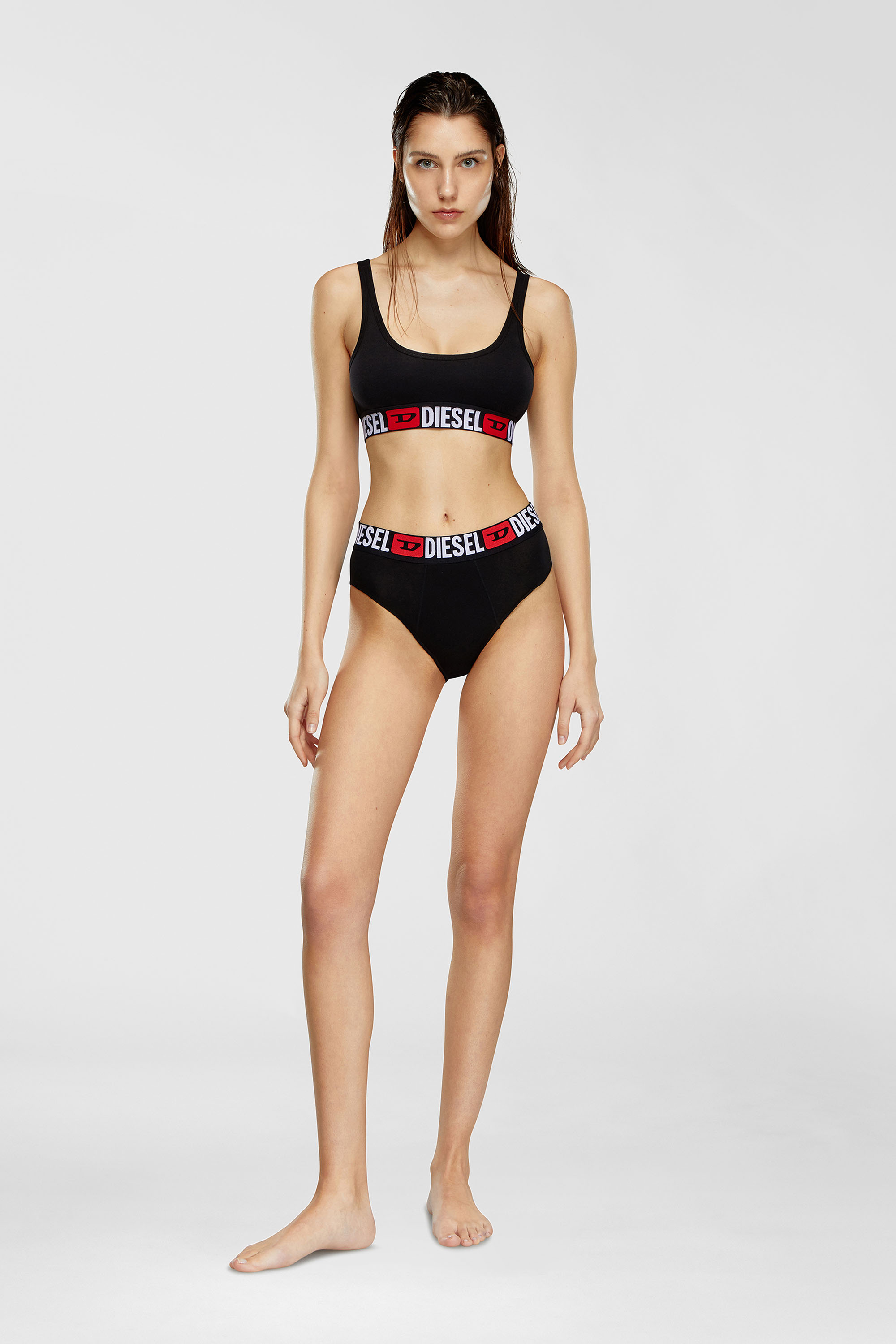 Diesel - UFPN-BLANCA-R-THREEPACK, Paquete de tres bragas en canal&eacute; con cintura alta Mujer in Negro - 2