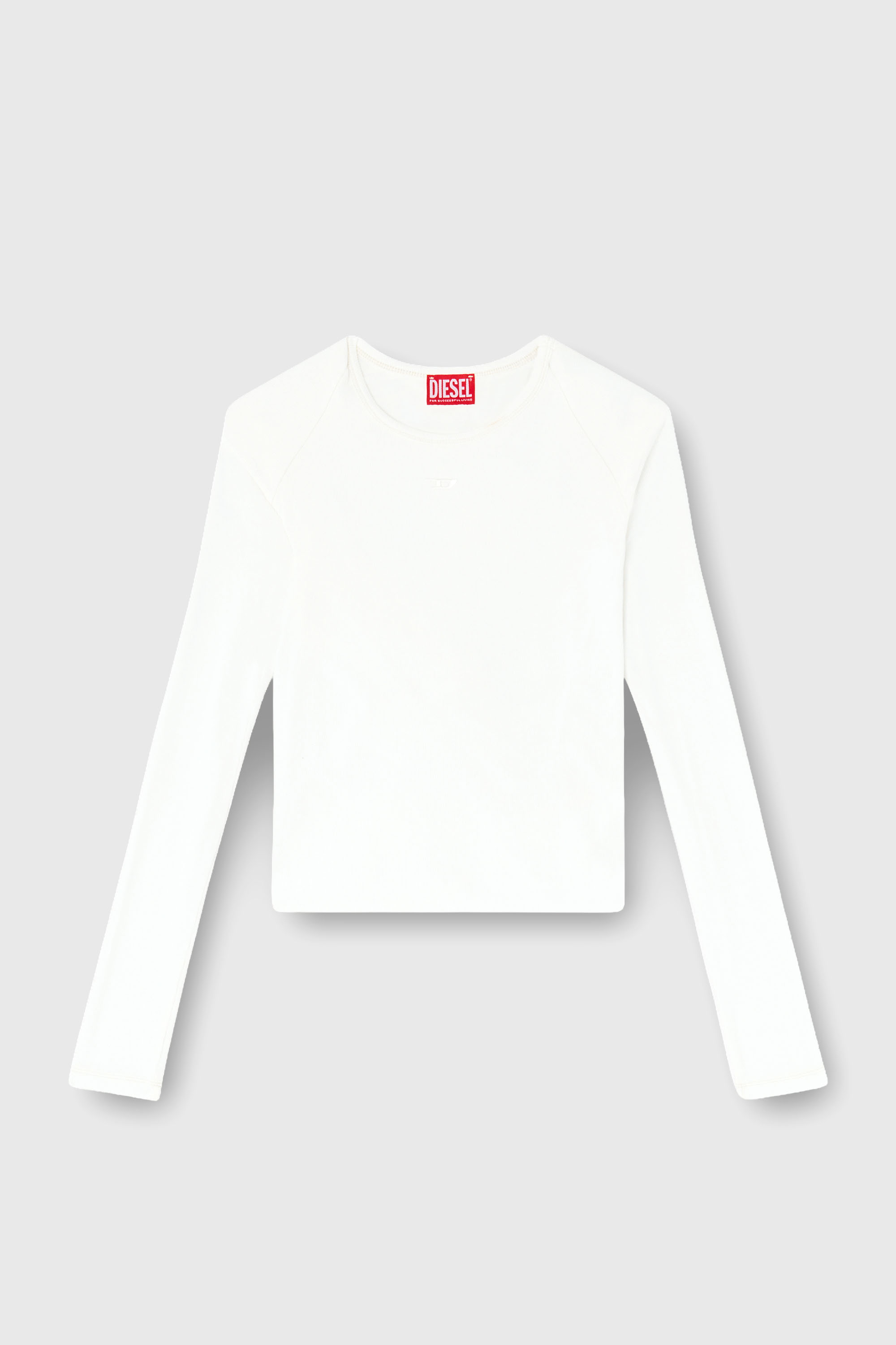 Diesel - T-ASAY-PL, Camiseta de manga larga fruncida en punto doble capa Mujer in Blanco - 2