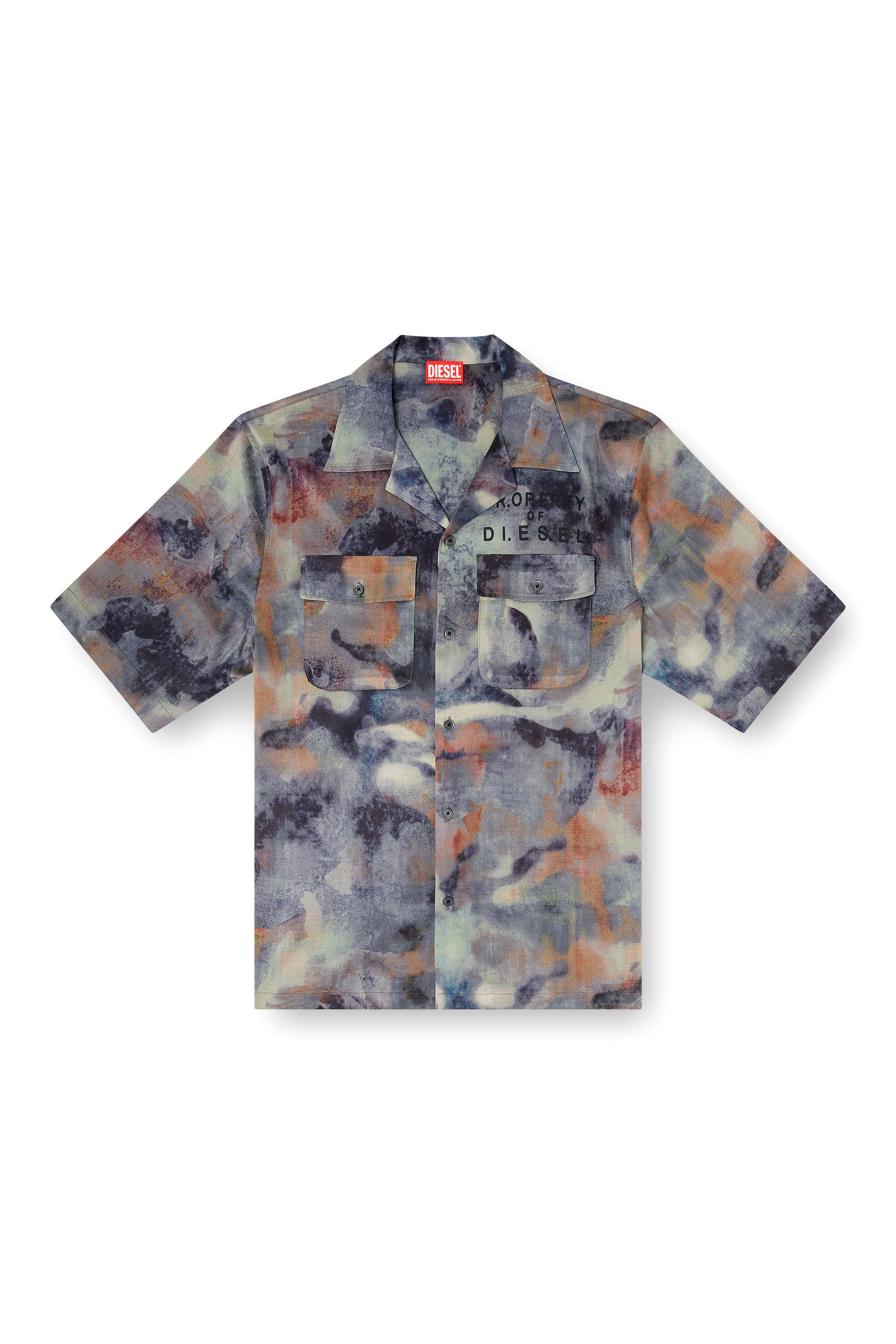 Diesel - S-BRACK-DMBN, Camisa de sat&eacute;n con estampado de camuflaje integral Hombre in Multicolor - 3