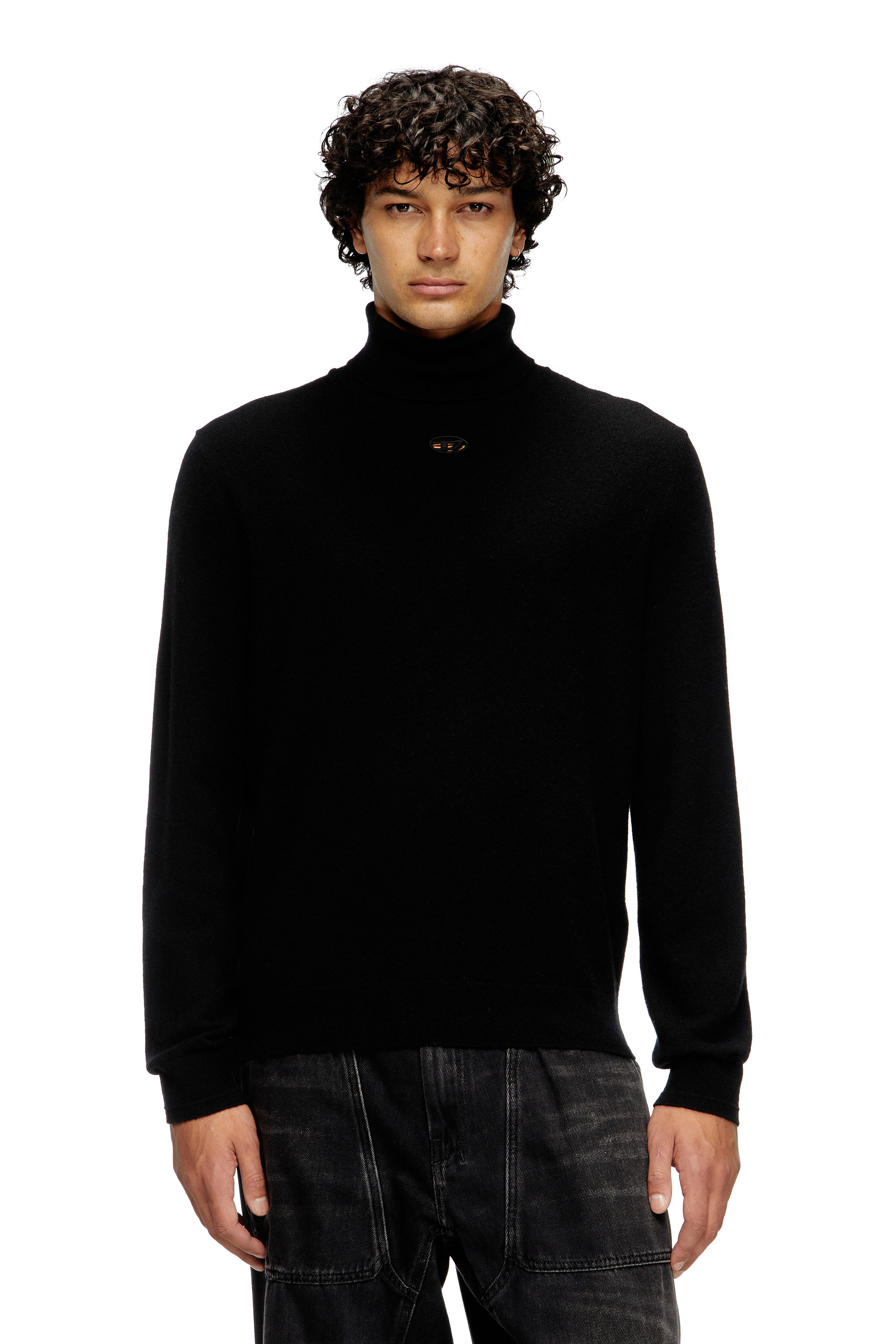 Diesel - K-VIERI-TN, Jersey con cuello alto de lana y cachemira Hombre in Negro - 1