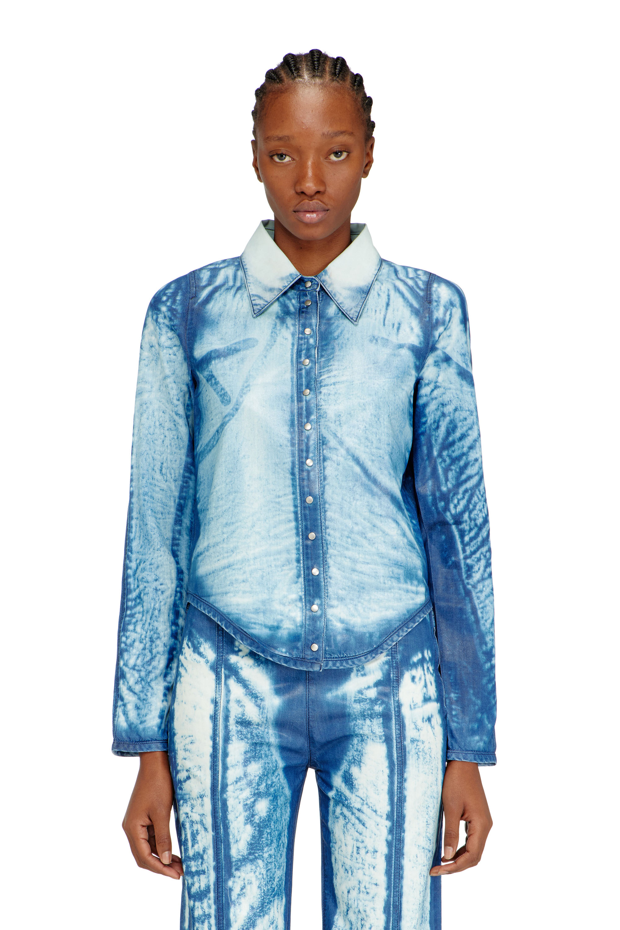 Diesel - DE-LYRIA-FSI, Camisa de denim Lyocell lavado oscuro Mujer in Azul marino - 1