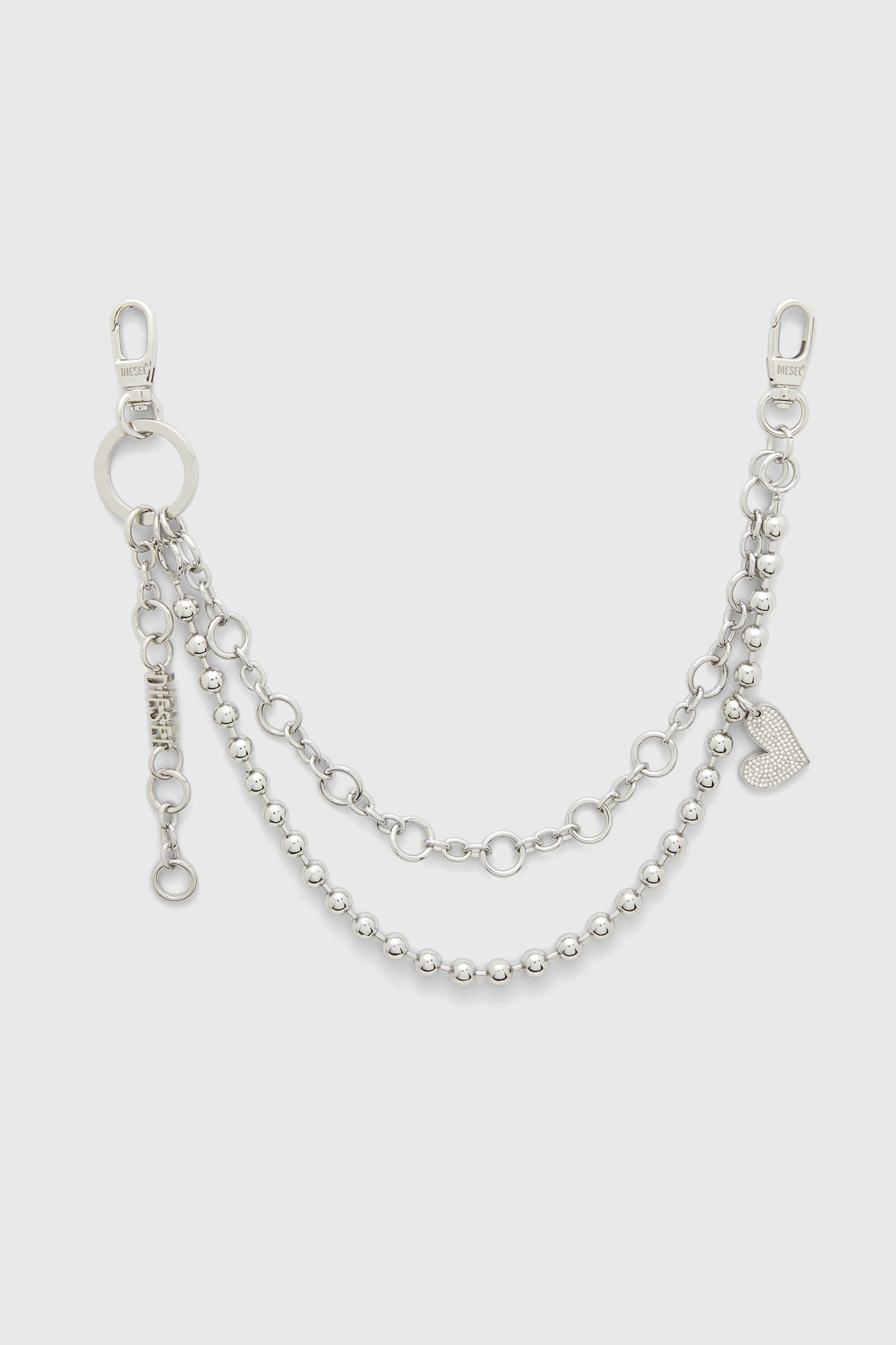 Diesel - CHAIN-D M, Colgante de cadena en capas con coraz&oacute;n y colgante Diesel Mujer in Plateado - 1