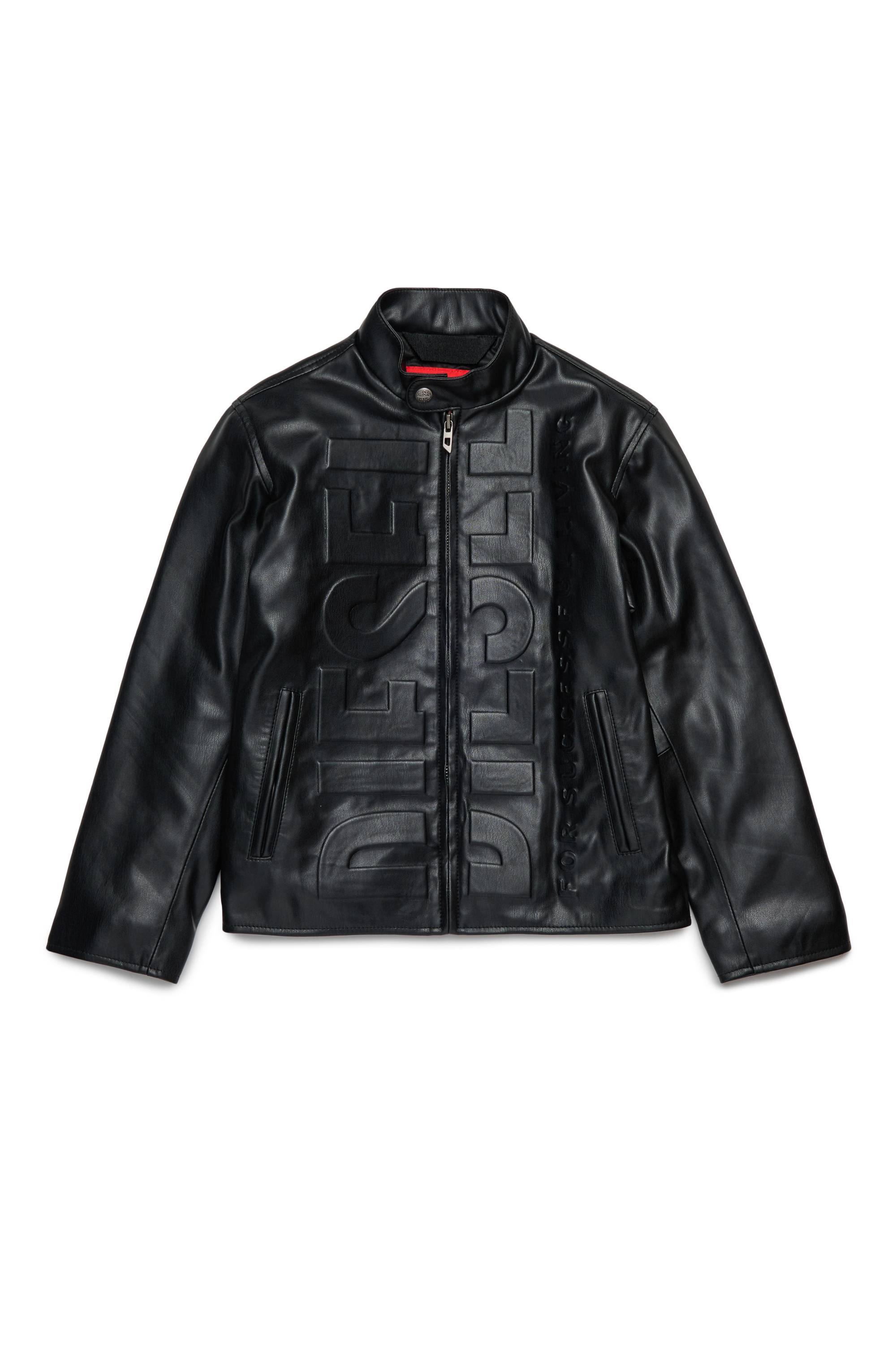 Diesel - JLMETVERT, Chaqueta de semicuero con logo Hombre in Negro - 1