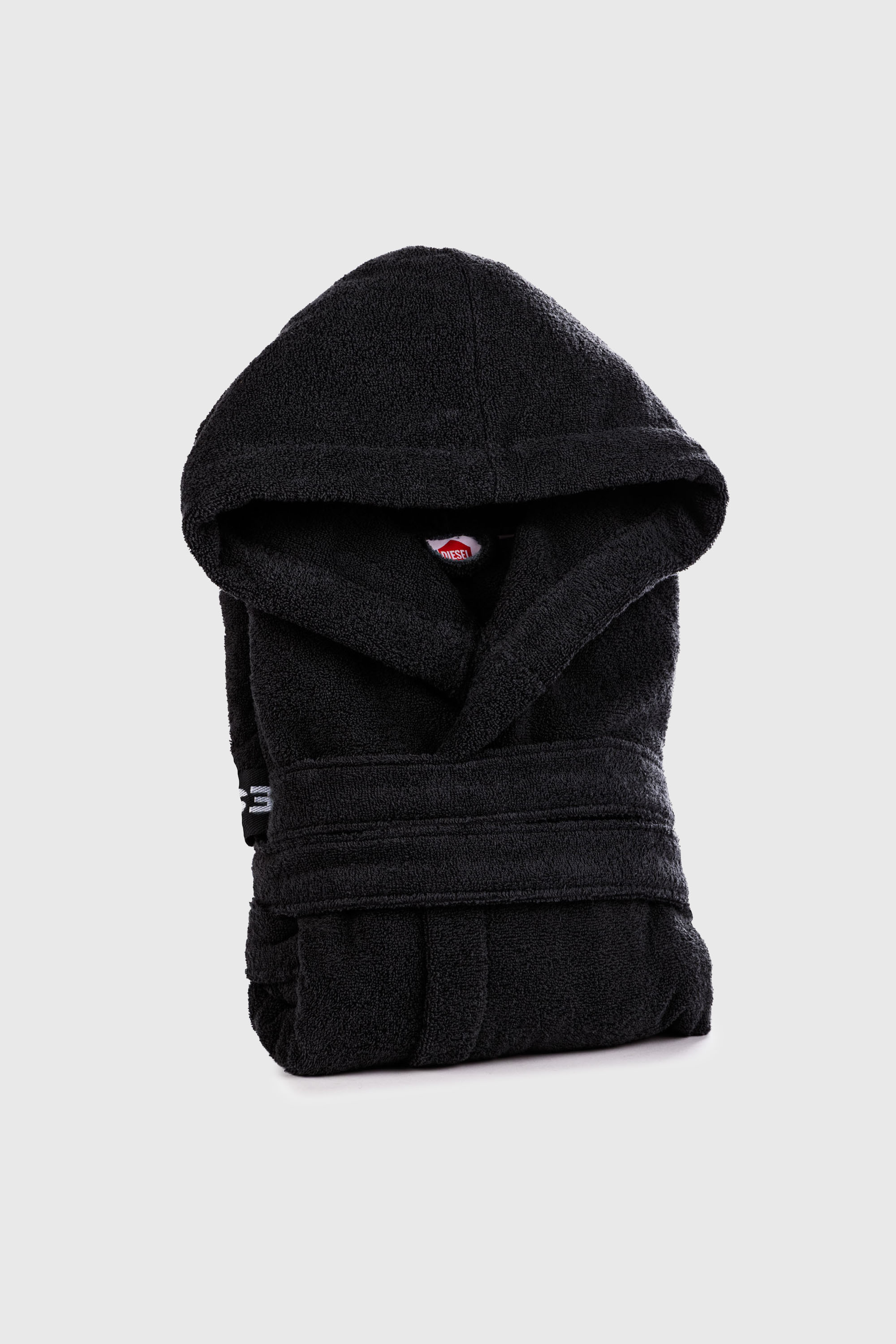 Diesel - 1015105 LOGO-COTTON BATHROBE SIZE S BLAC, Albornoz de Felpa de Algod&oacute;n, talla S Unisex in Negro - 1