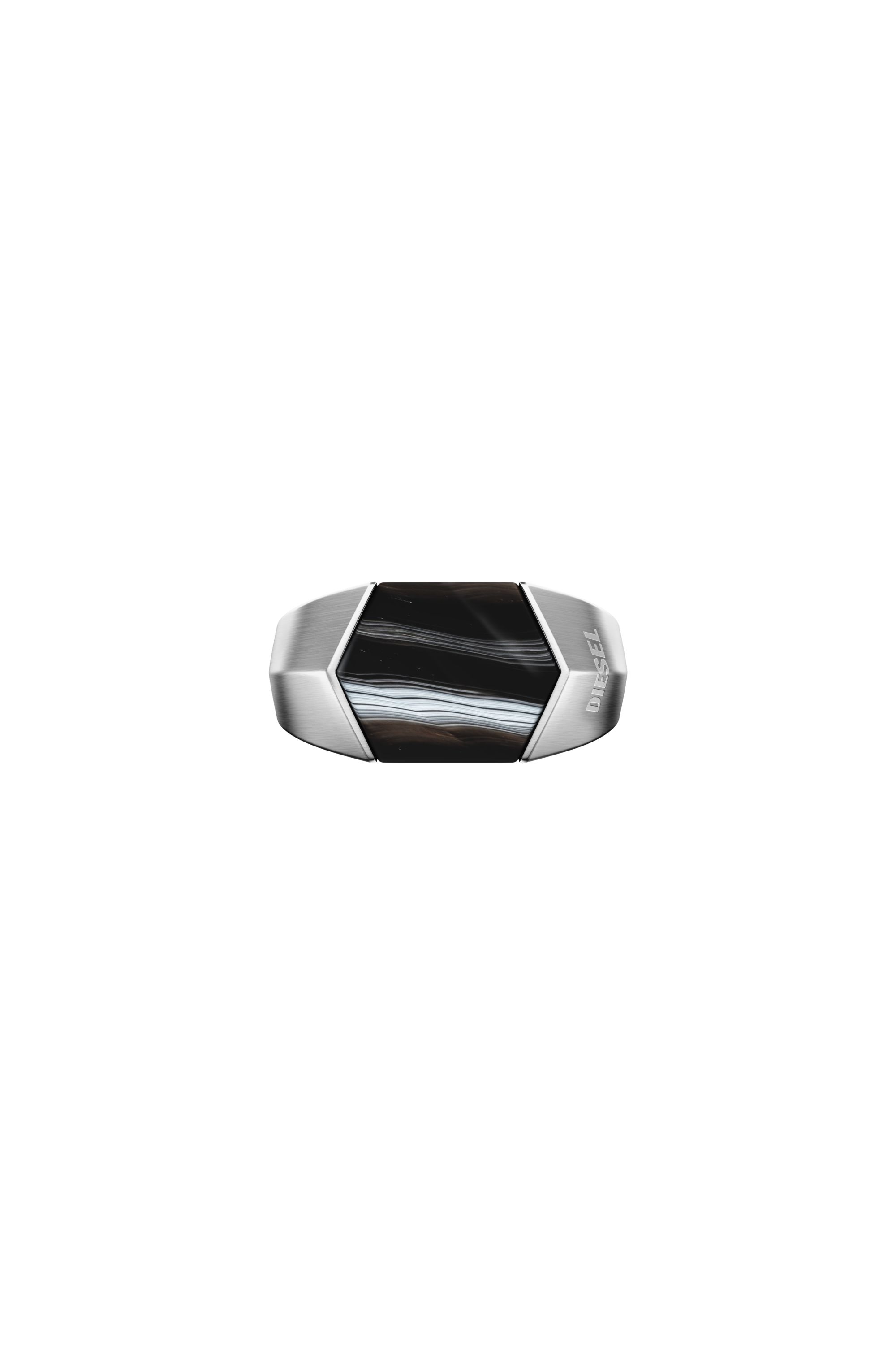 Diesel - DX1711040, Anillo sello de &aacute;gata negra Unisex in Plateado - 3