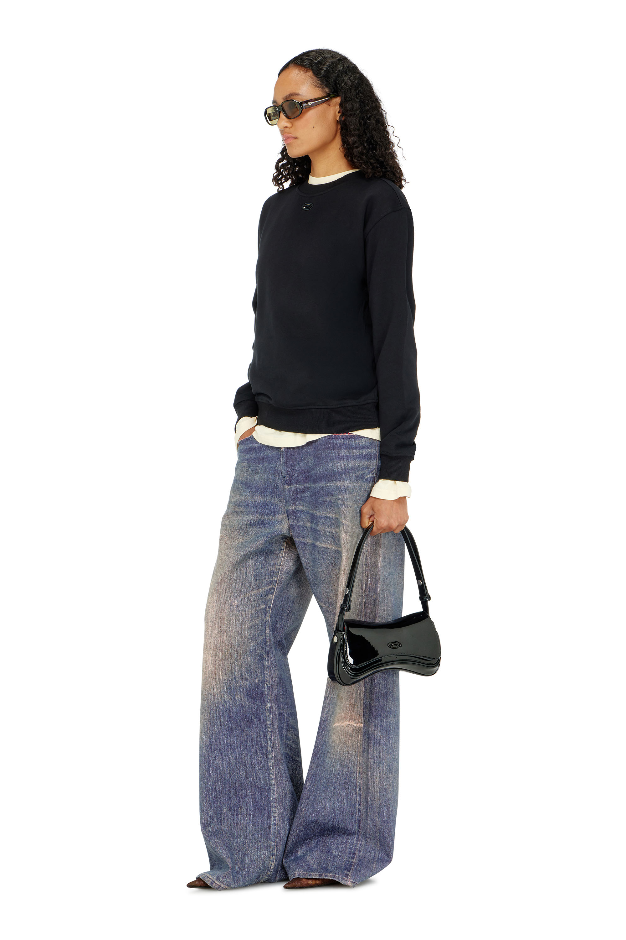 Diesel - F-NORMY-OD, Sudadera de algod&oacute;n con bordado Oval D Mujer in Negro - 2