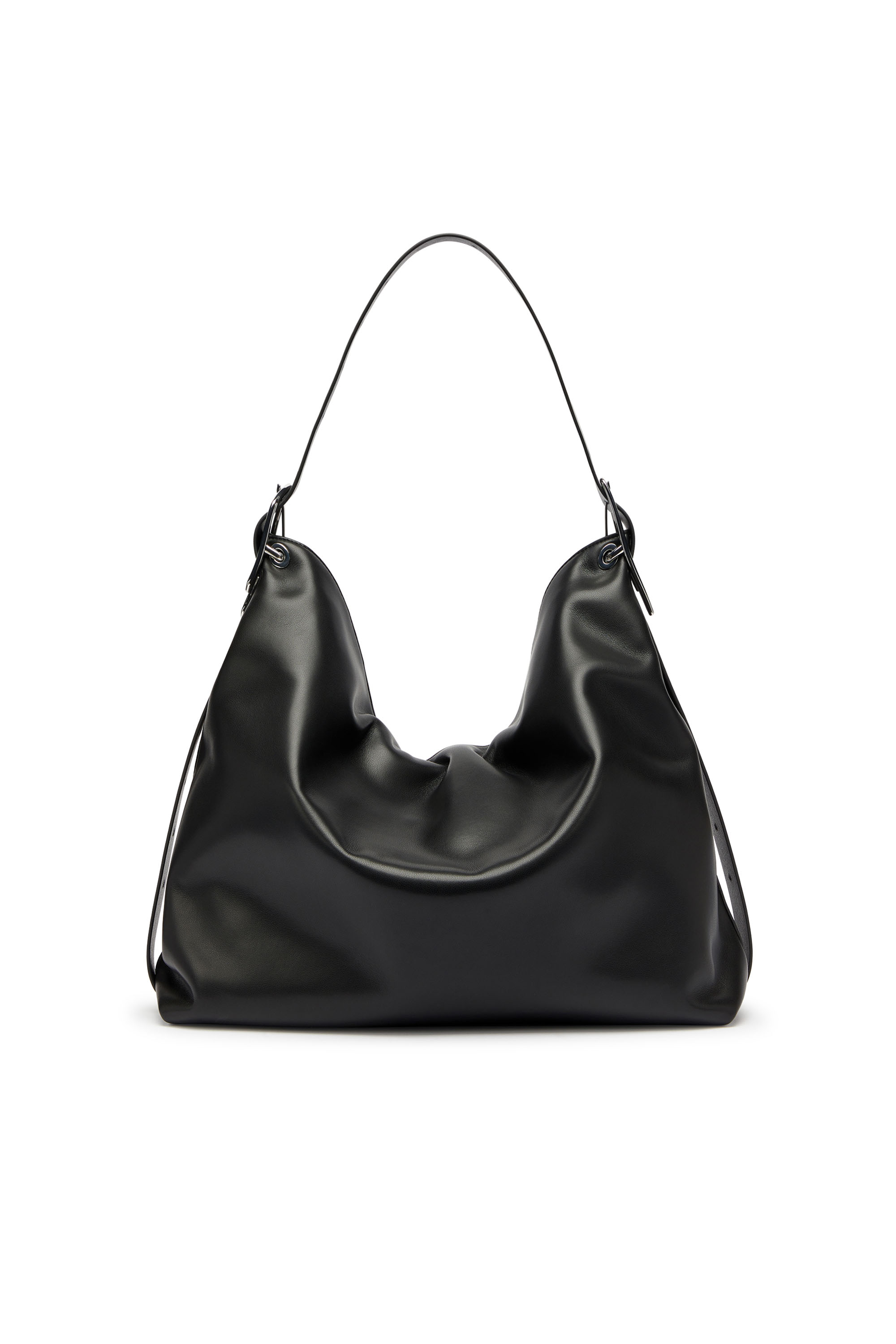 Diesel - D-LINE HOBO, D-Line-Bolso hobo en cuero Mujer in Negro - 4