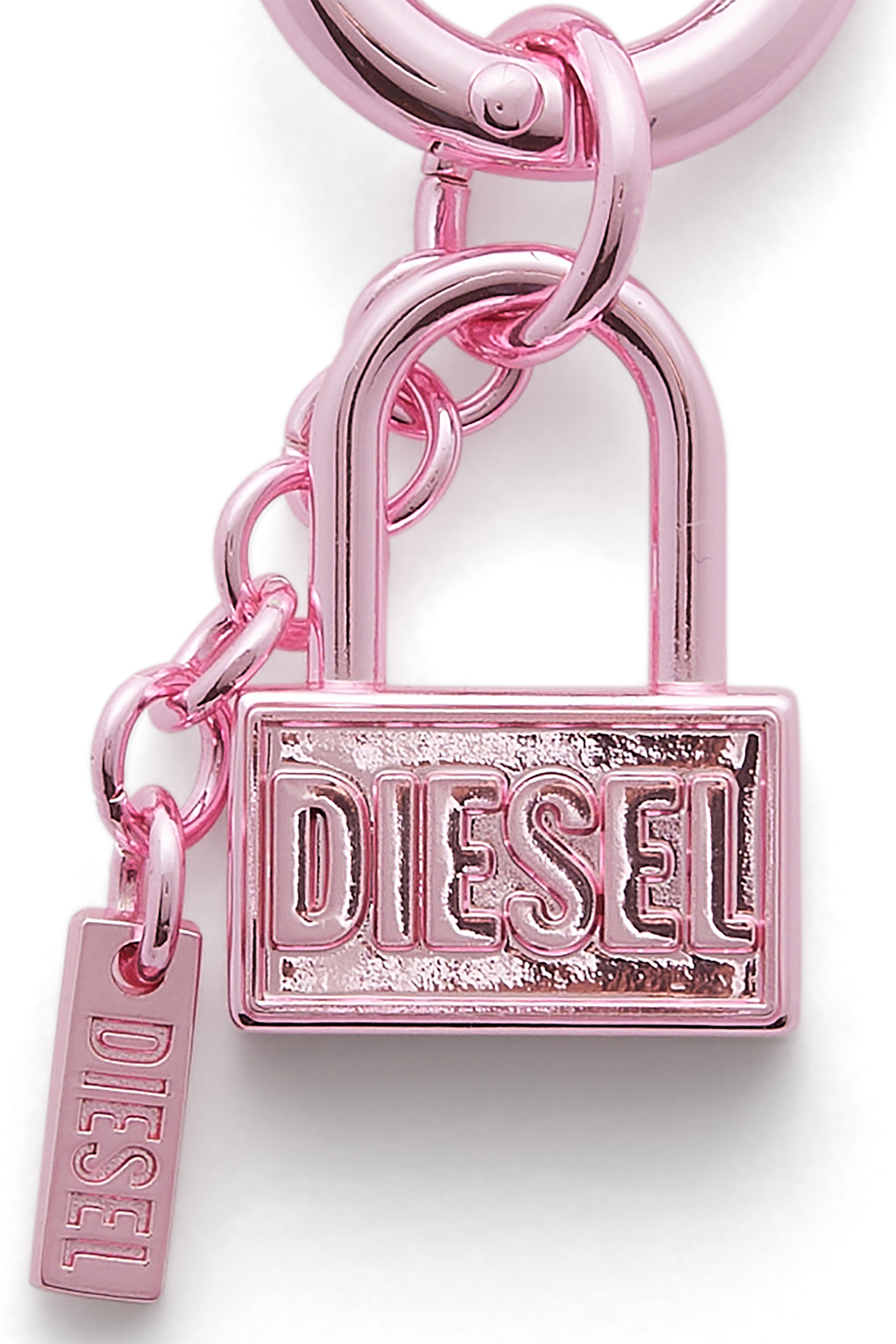 Diesel - CHARM-LOCK, Llavero met&aacute;lico con dise&ntilde;o de candado Unisex in Rosa - 3