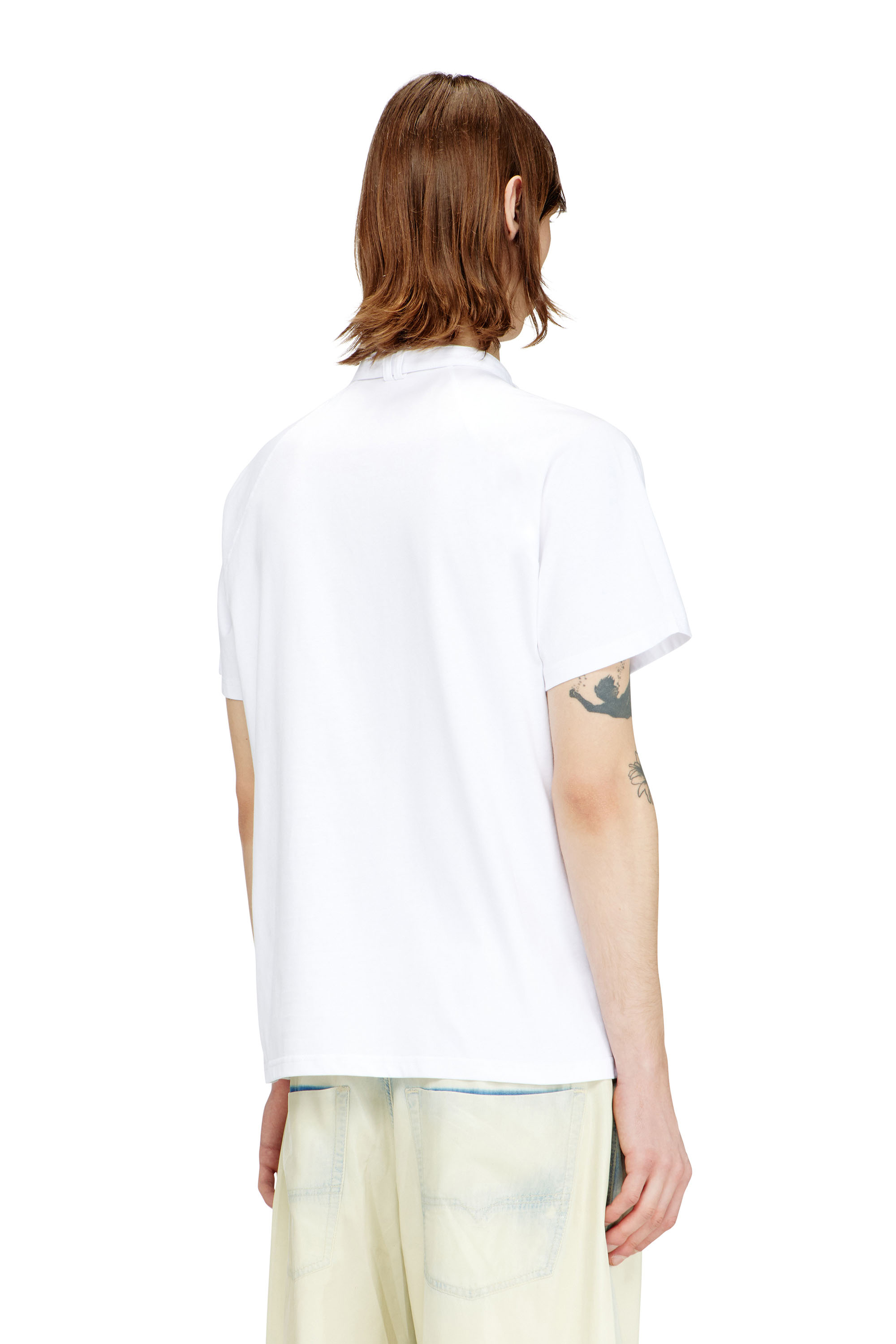 Diesel - T-KAUKO, Camiseta con tira de cuello biker Hombre in Blanco - 4