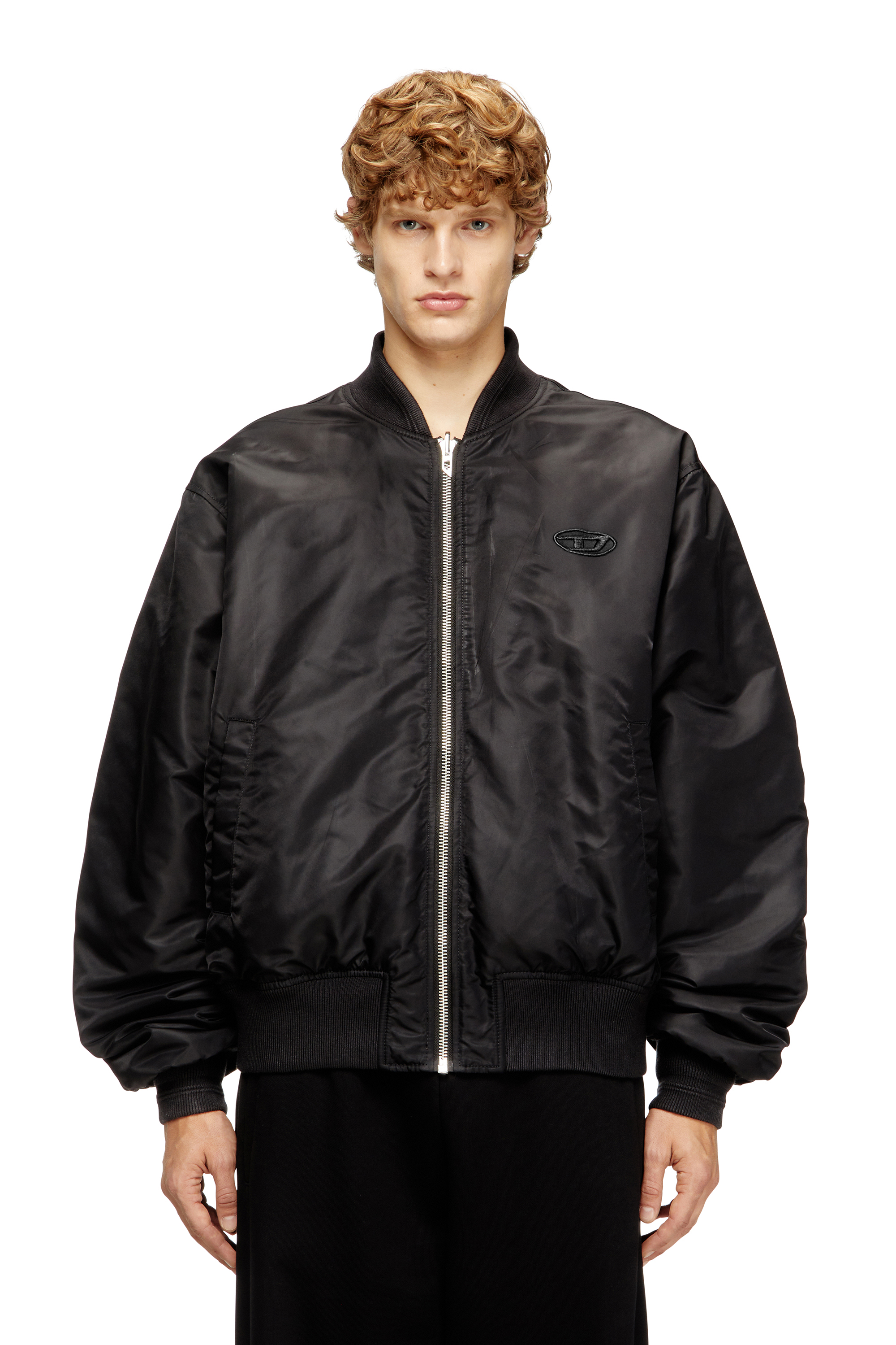 Diesel - W-TYPE-D1, Chaqueta bomber acolchada con bordado Oval D Hombre in Negro - 1