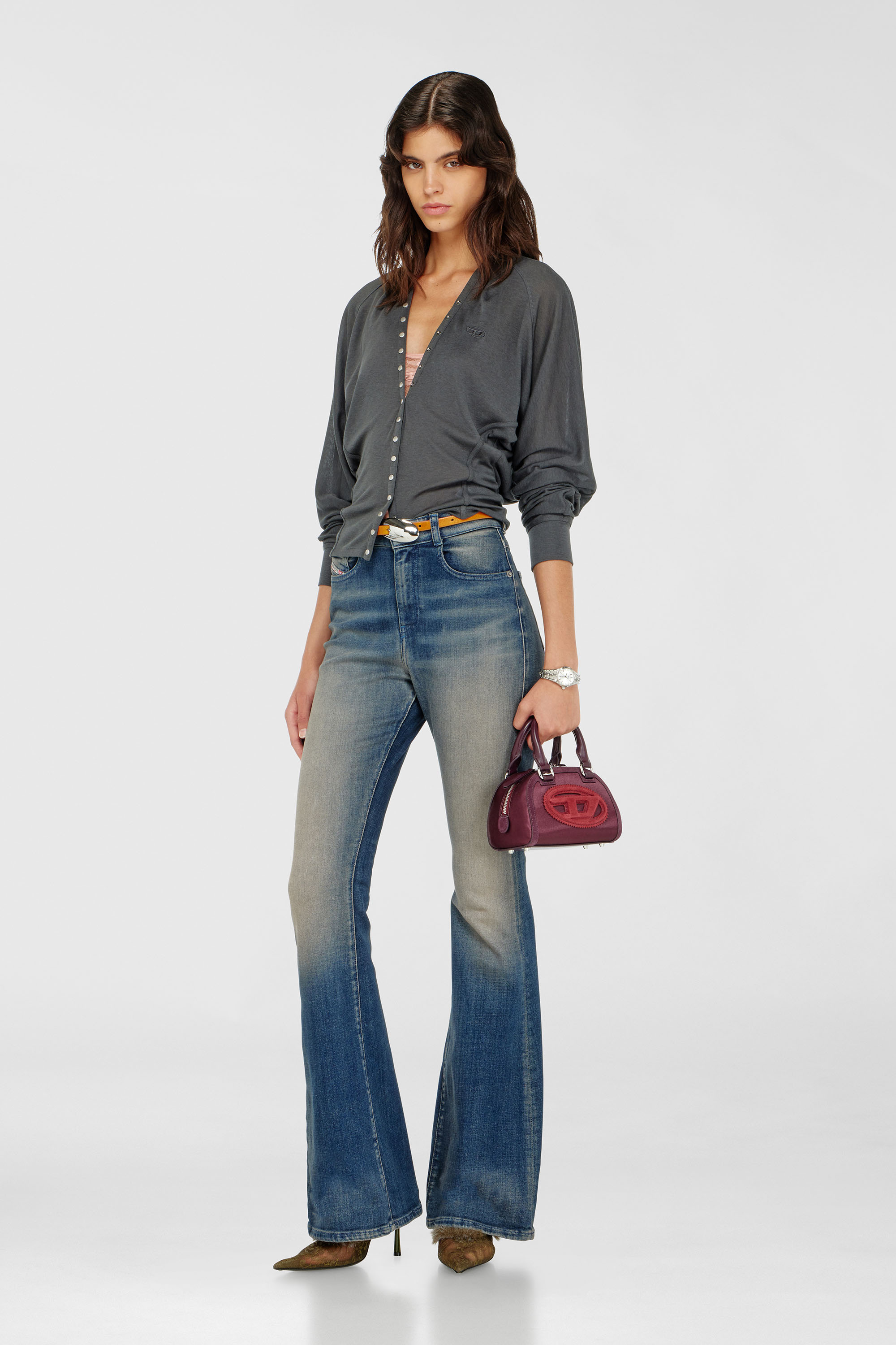 Diesel - T-ISERINA, C&aacute;rdigan de mezcla de Tencel con mangas murci&eacute;lago Mujer in Gris - 2