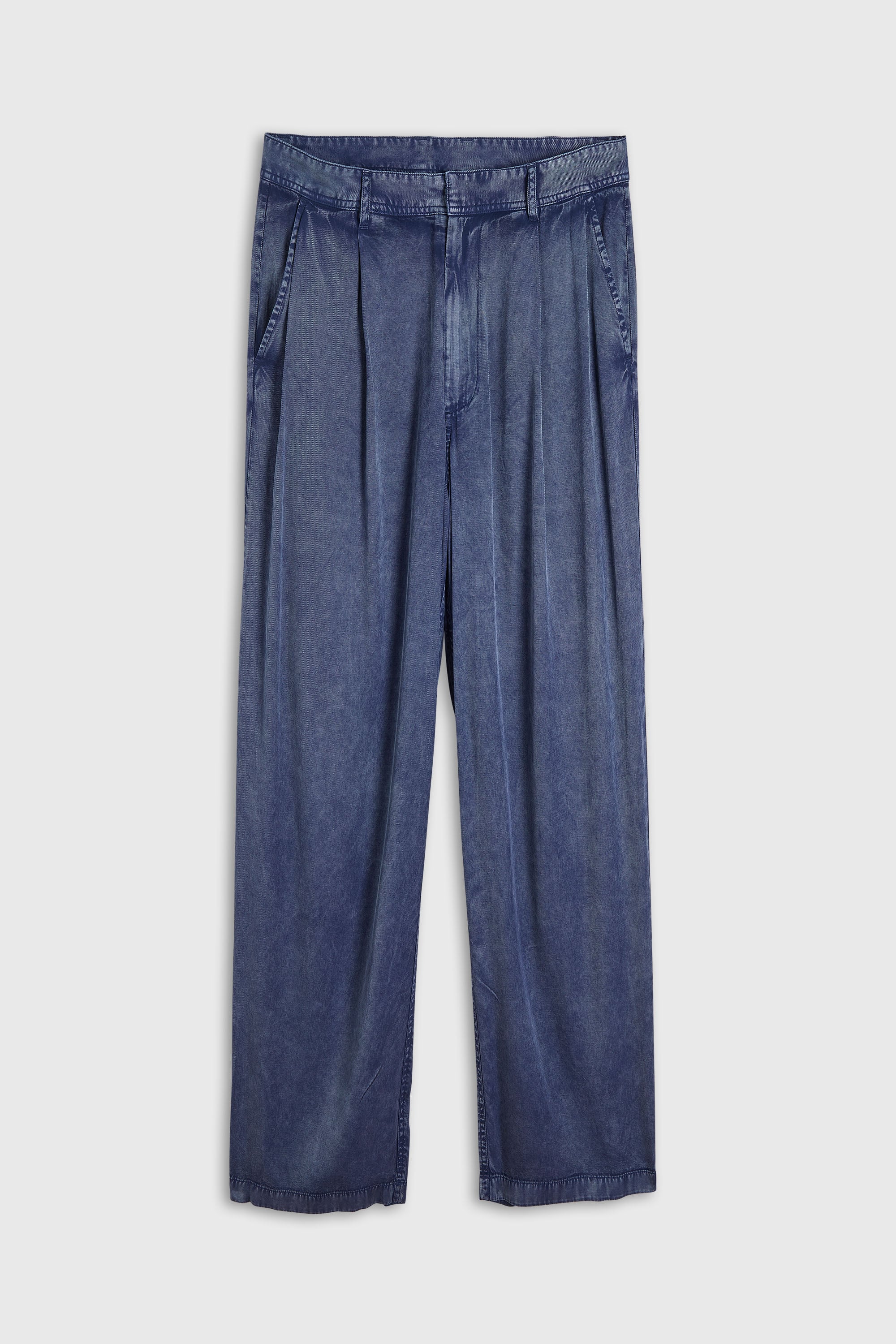 Diesel - P-FAUST-NIBC, Pantal&oacute;n wide leg de viscosa efecto denim Hombre in Azul marino - 2
