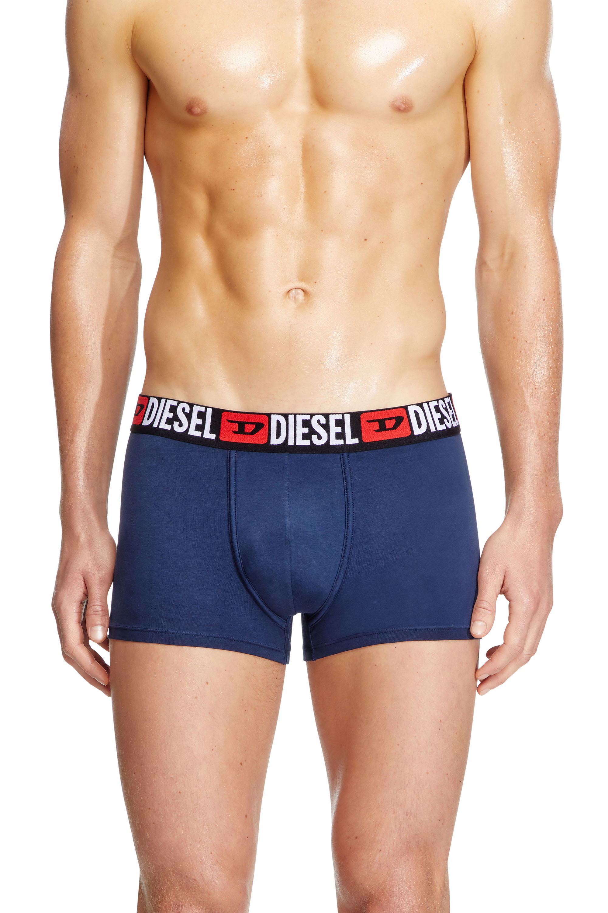 Diesel - UMBX-DAMIENTHREEPACK, Man's Three-pack of all-over logo waist boxers in Grey/Blue - 3