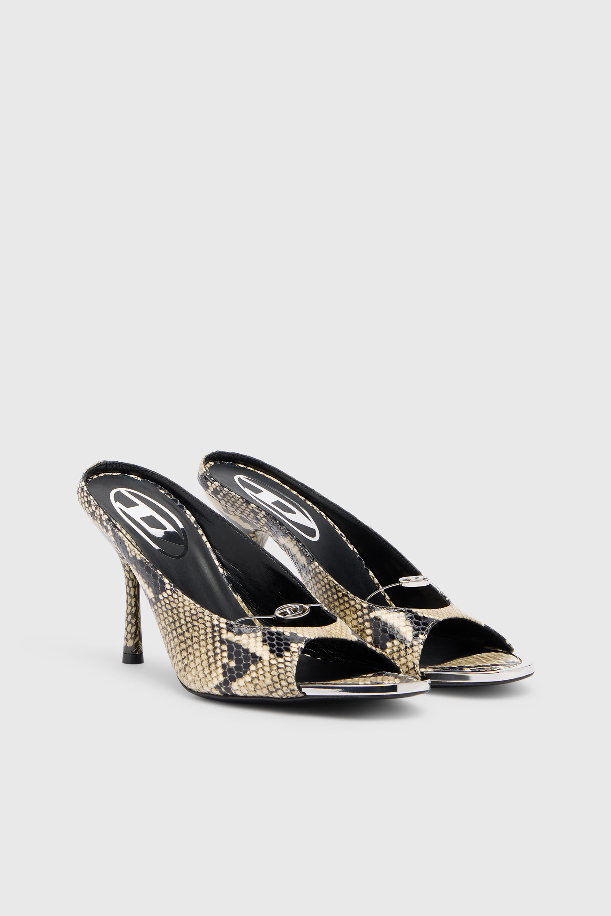 Diesel - D-DIAM'S SA 90, D-Diam&rsquo;s-Mule de cuero alta con lavado oscuro y D Oval flotante Mujer in Multicolor - 2