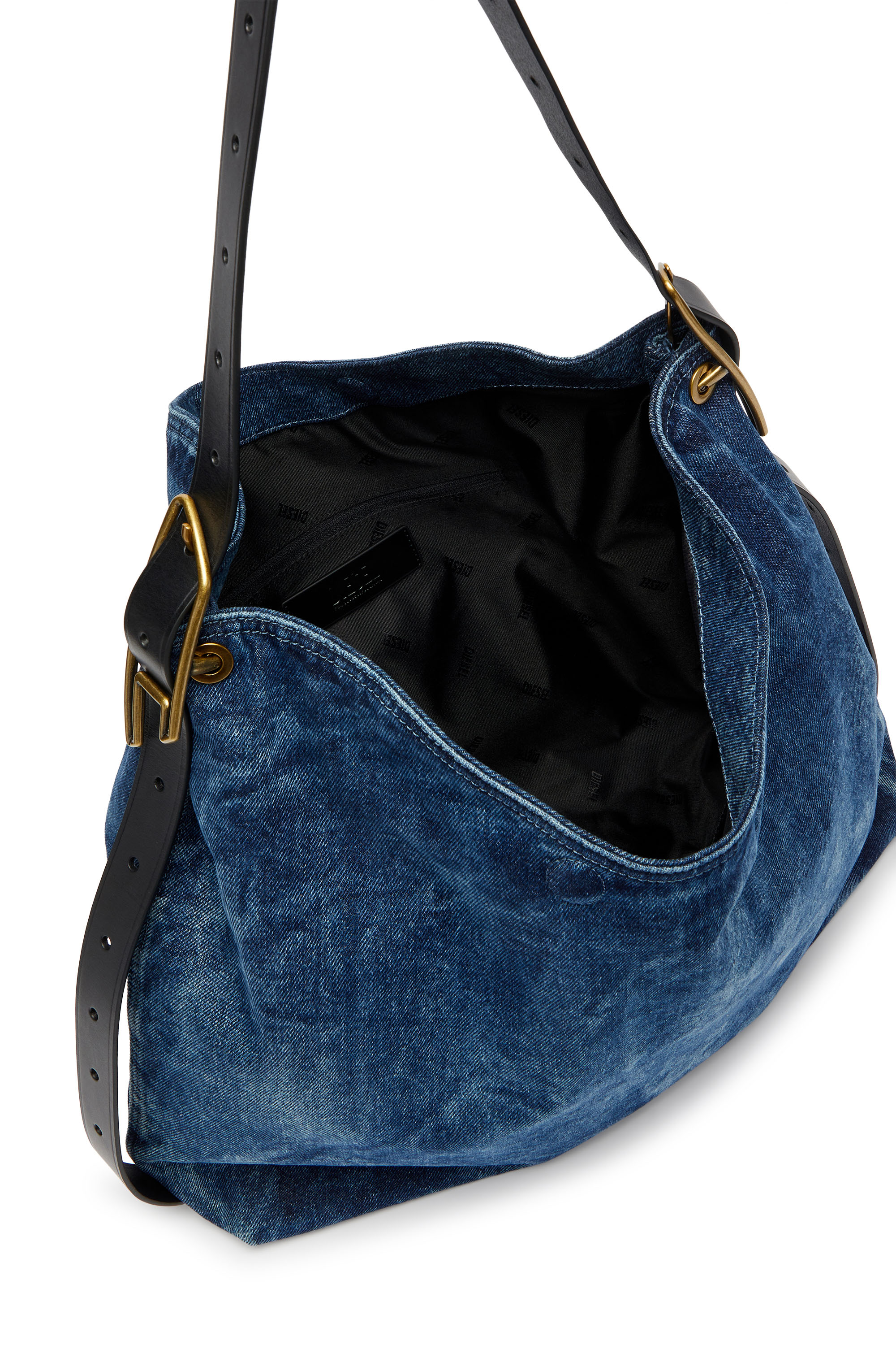 Diesel - D-LINE HOBO, D-Line-Bolso hobo en denim Mujer in Azul marino - 4
