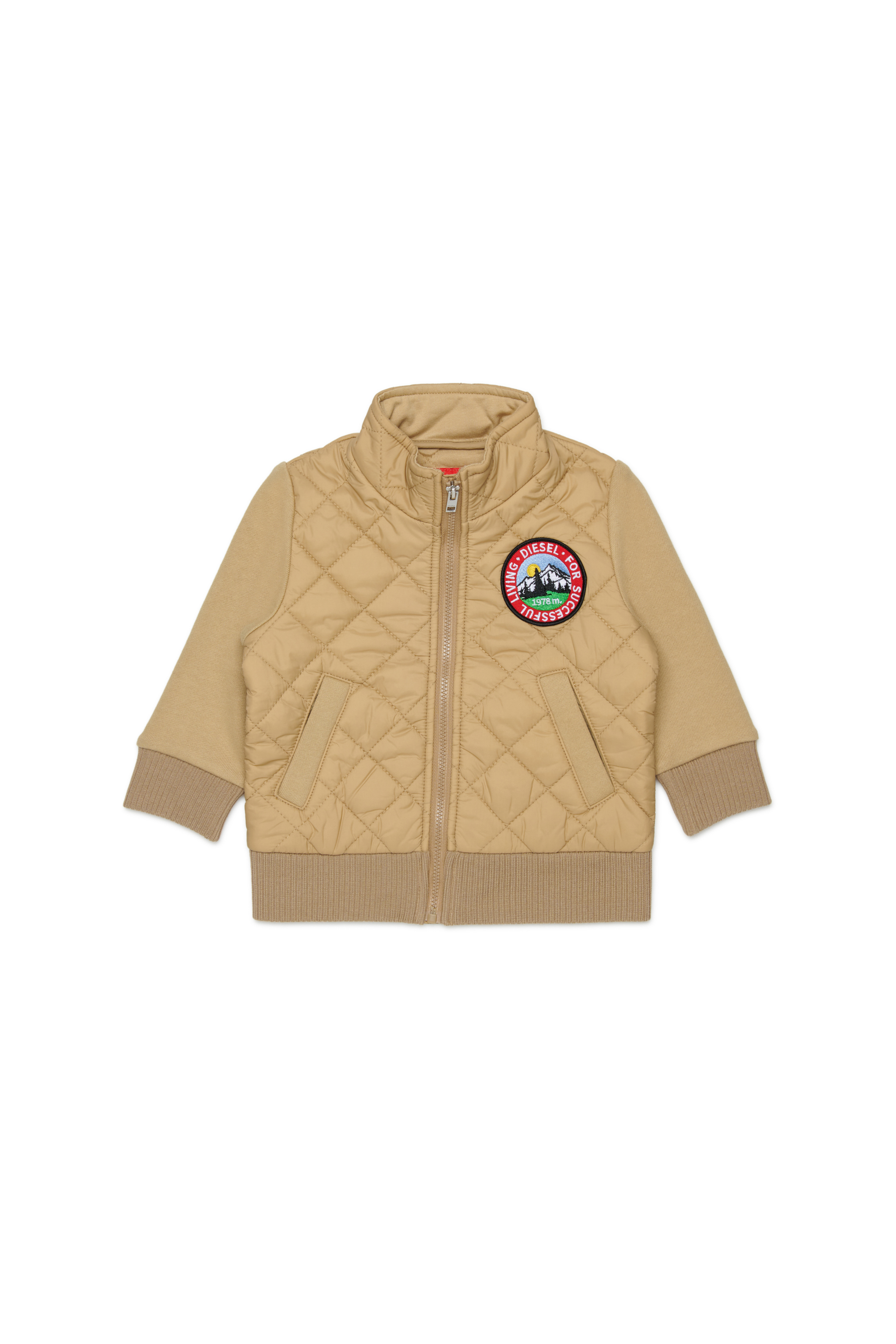 Diesel - SMONTB, Chaqueta acolchada de nailon con mangas de algod&oacute;n Unisex in Marr&oacute;n - 1