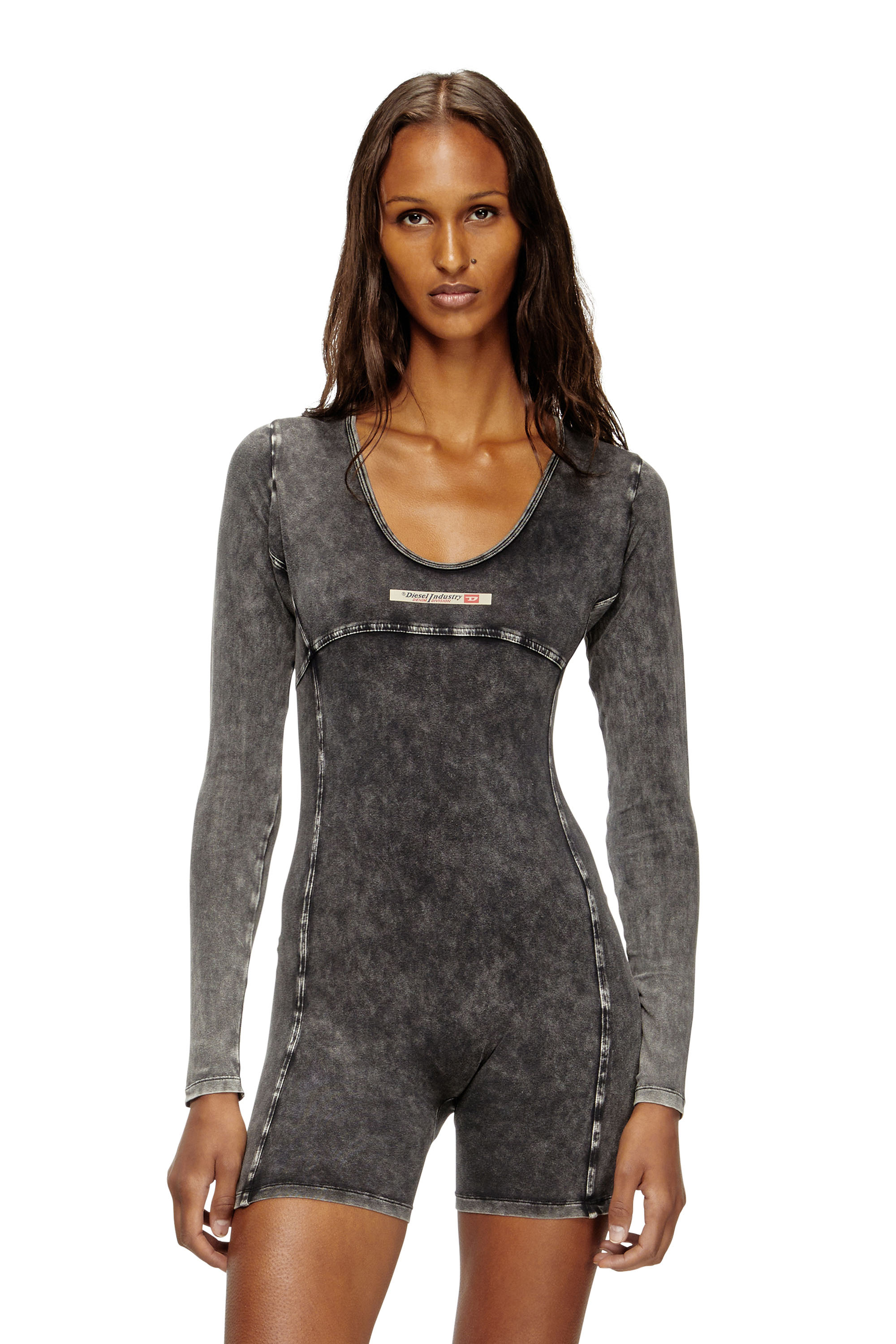 Diesel - KARIM-DNM, Mono de tejido con efecto denim Mujer in Negro - 1