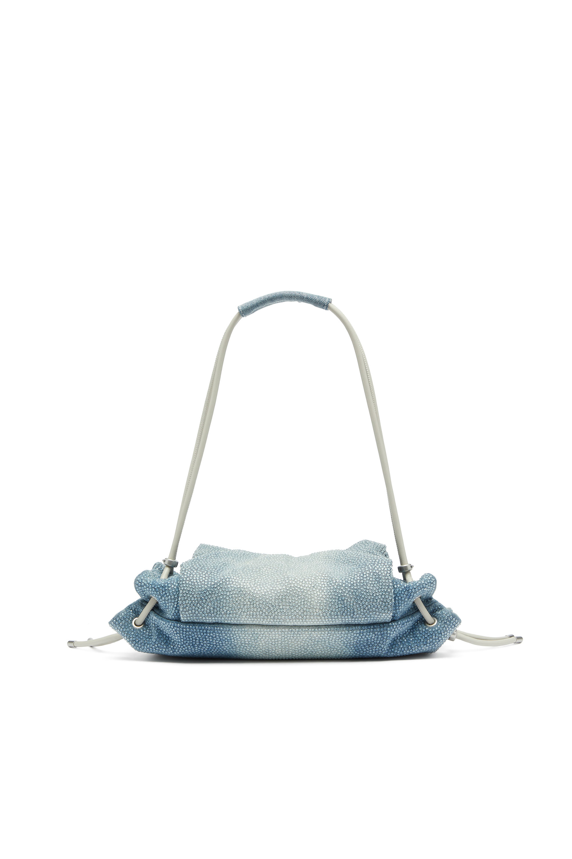 Diesel - SCRUNCH-D SHOULDER S, Scrunch-D - Bolso de hombro denim con cristales transparentes Mujer in Azul marino - 2
