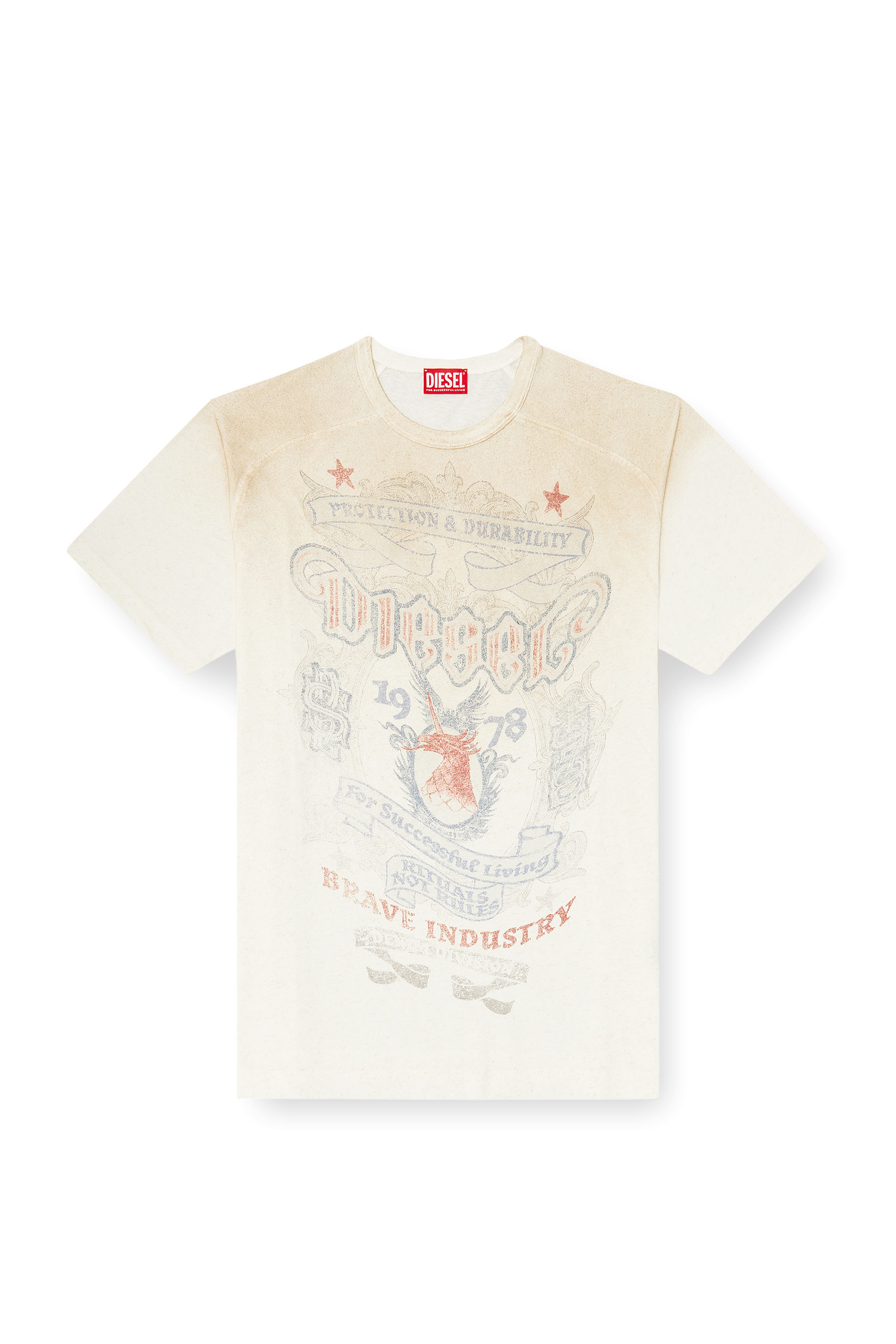Diesel - T-ALECY, Camiseta con gr&aacute;fico de escudo Diesel Hombre in Blanco - 3