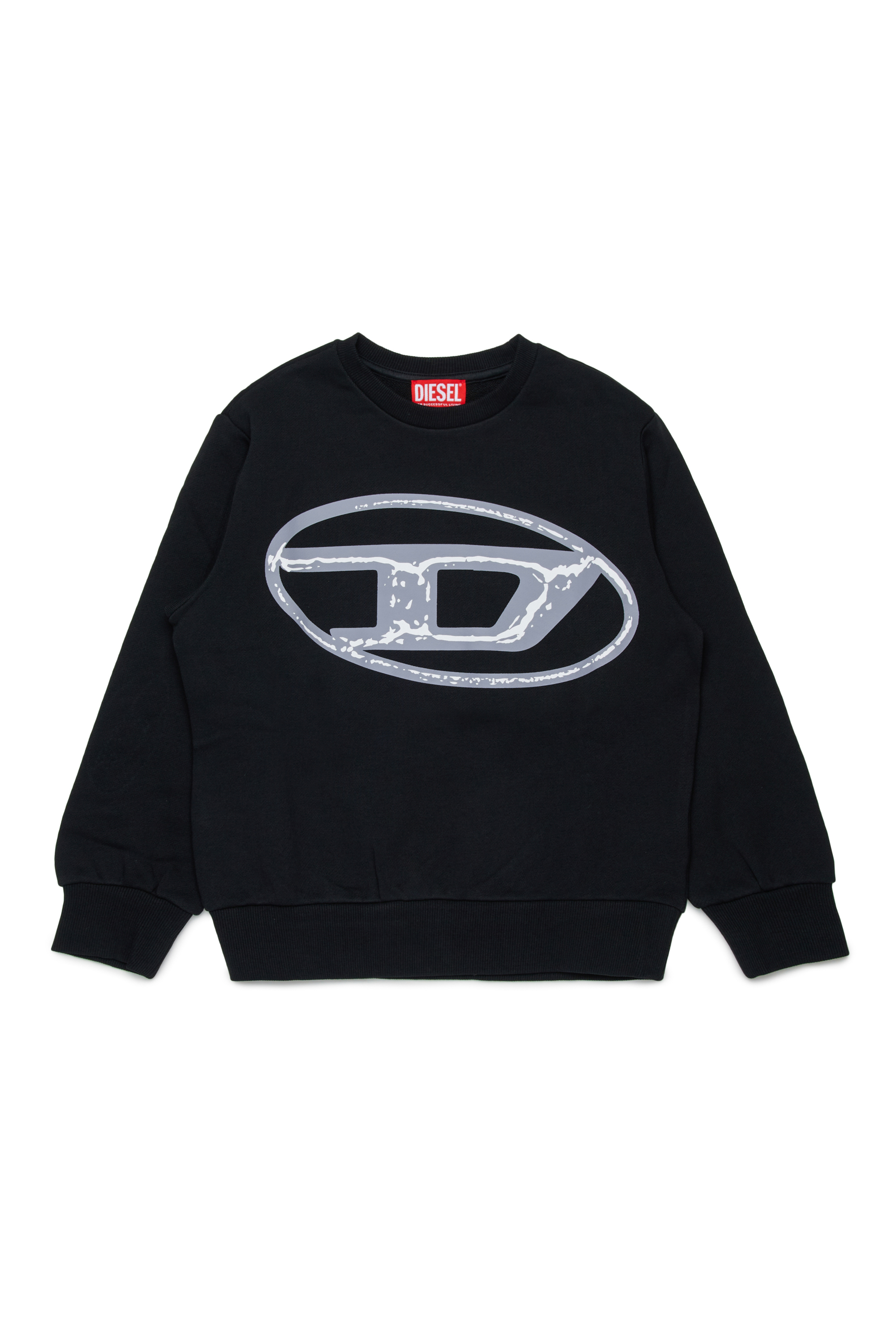 Diesel - SBONNIE OVER, Sudadera de cuello redondo de algodón con logo Oval D Hombre in Negro - 1