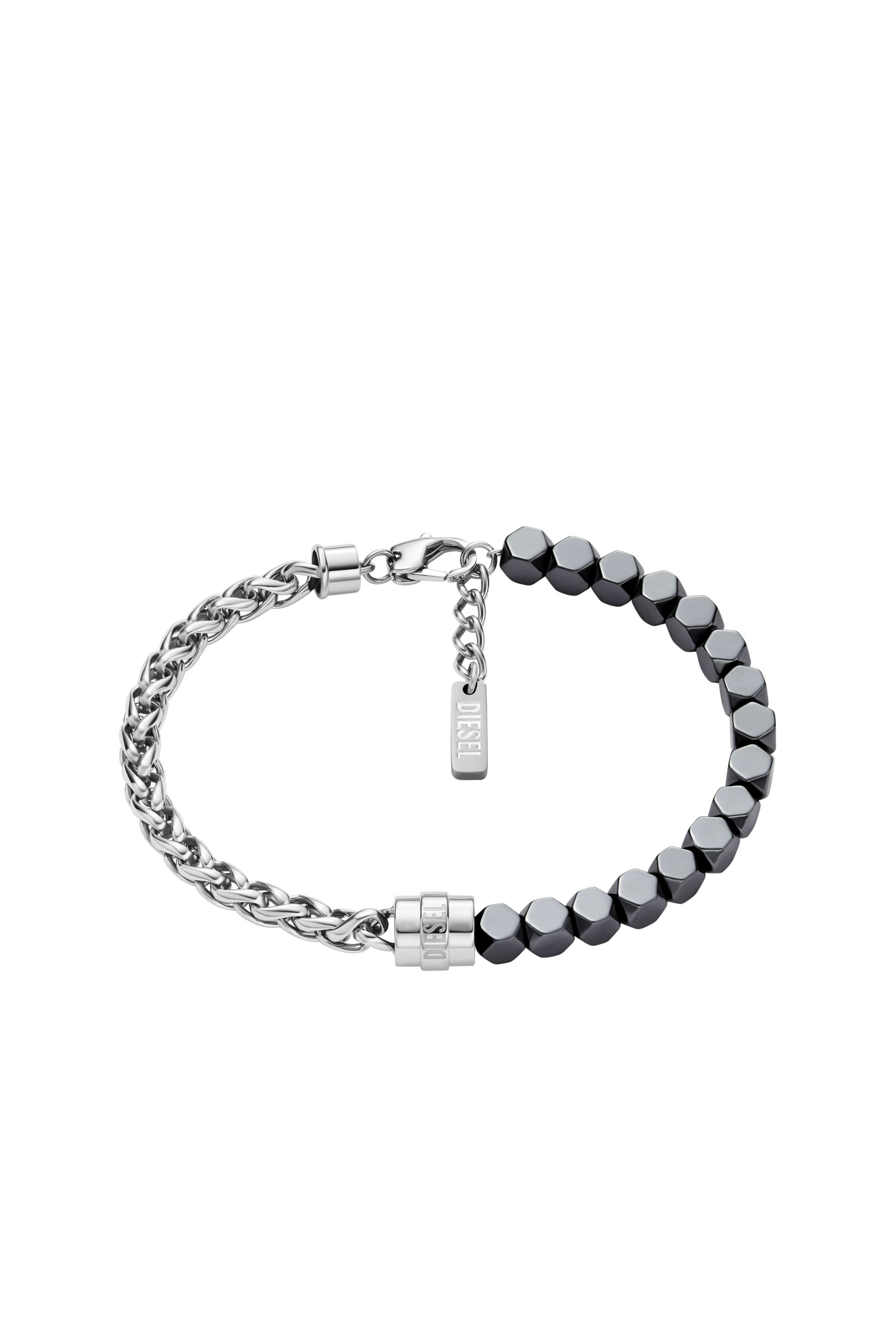 Diesel - DX1647931 JEWELLERY, Unisex's Stainless steel and hematite beaded bracelet in Silver/Black - 1