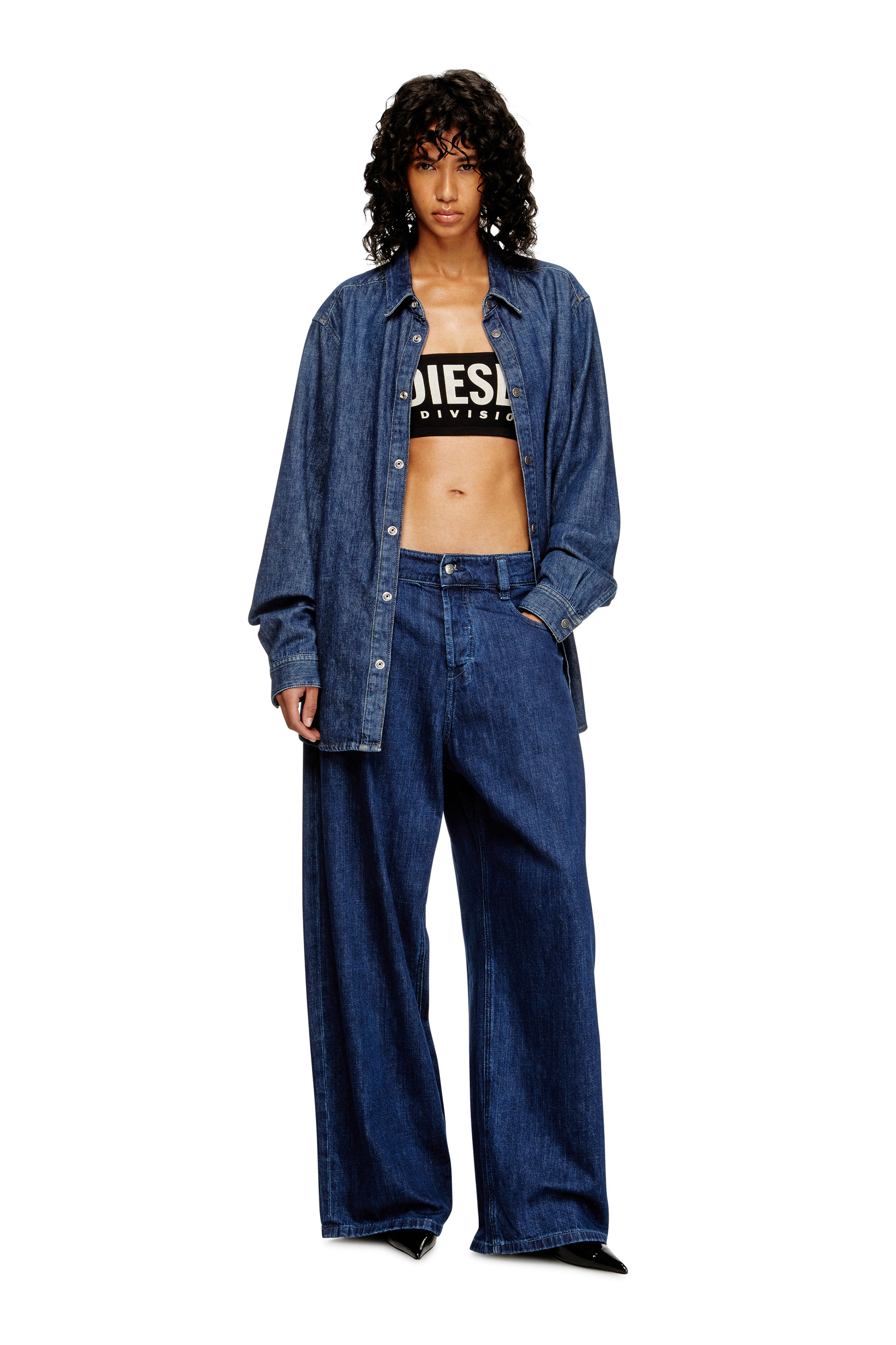 Diesel - UFSB-MELANIE, Pantalones cortos de pijama de tejido con efecto denim Mujer in Negro - 4