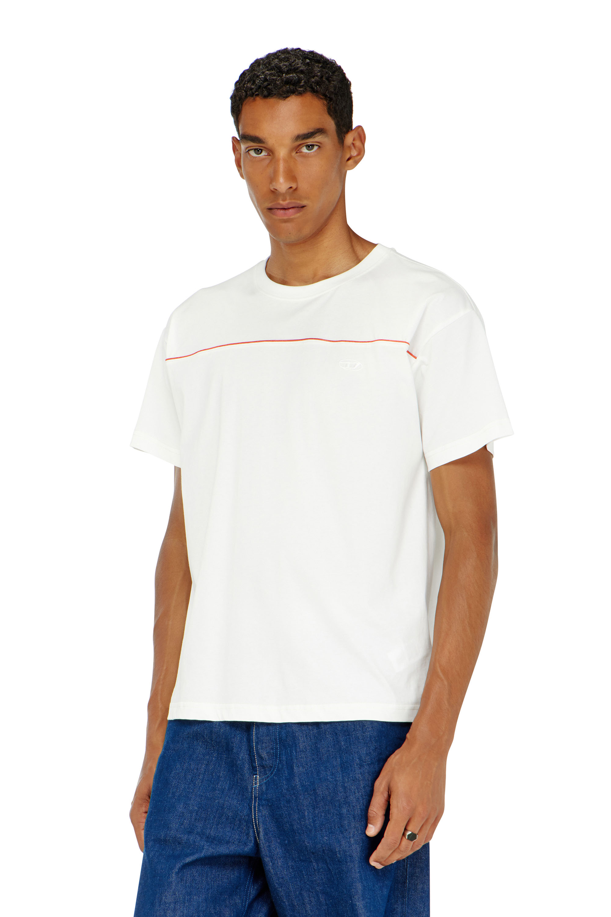 Diesel - T-NORM-PIPING, Camiseta con ribete en contraste Hombre in Blanco - 1