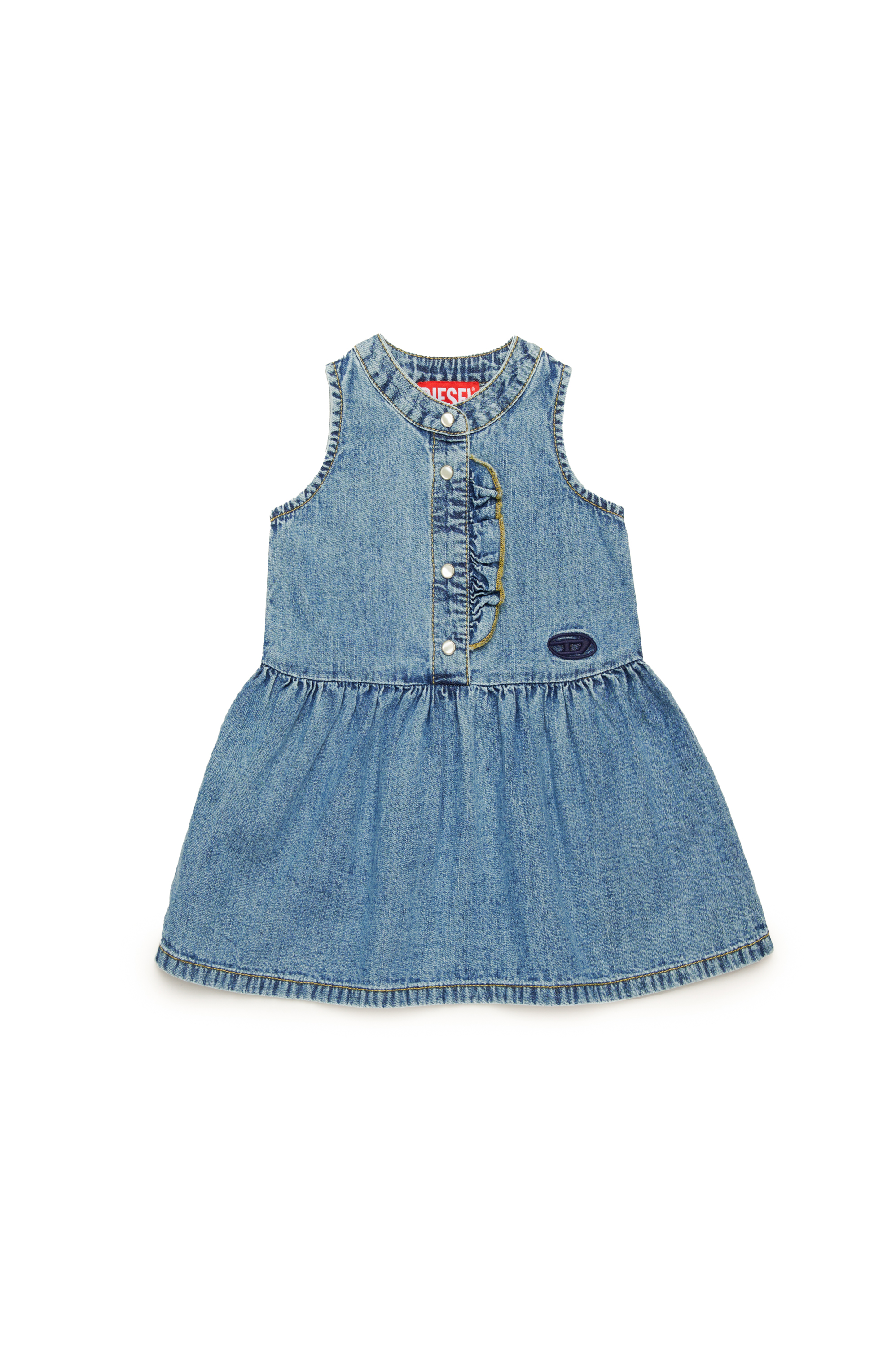 Diesel - DASTYB, Vestido de denim con corchetes nacarados Mujer in Azul marino - 1